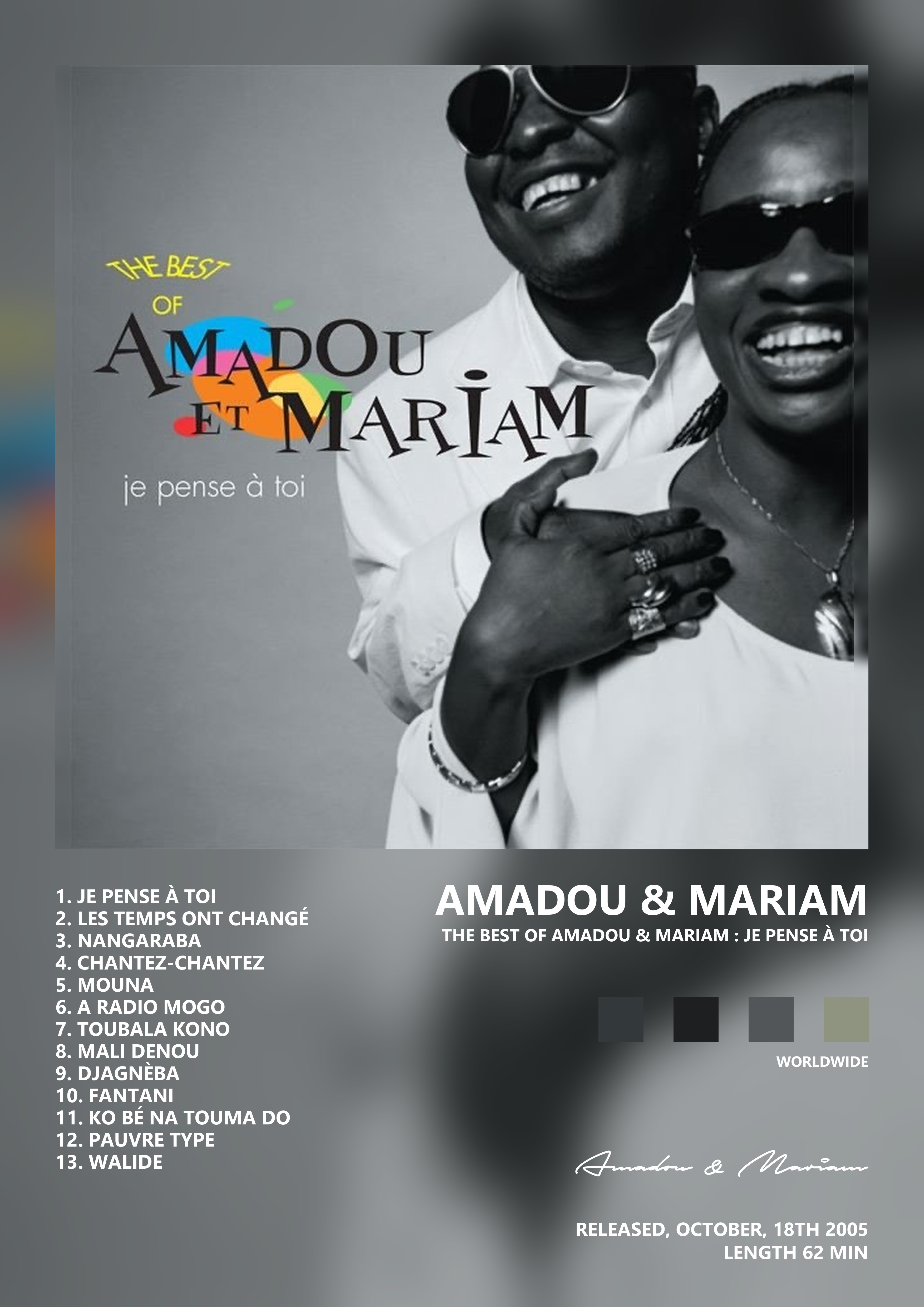 Music poster: Amadou Mariam - The Best of Amadou Mariam Je pense à toi