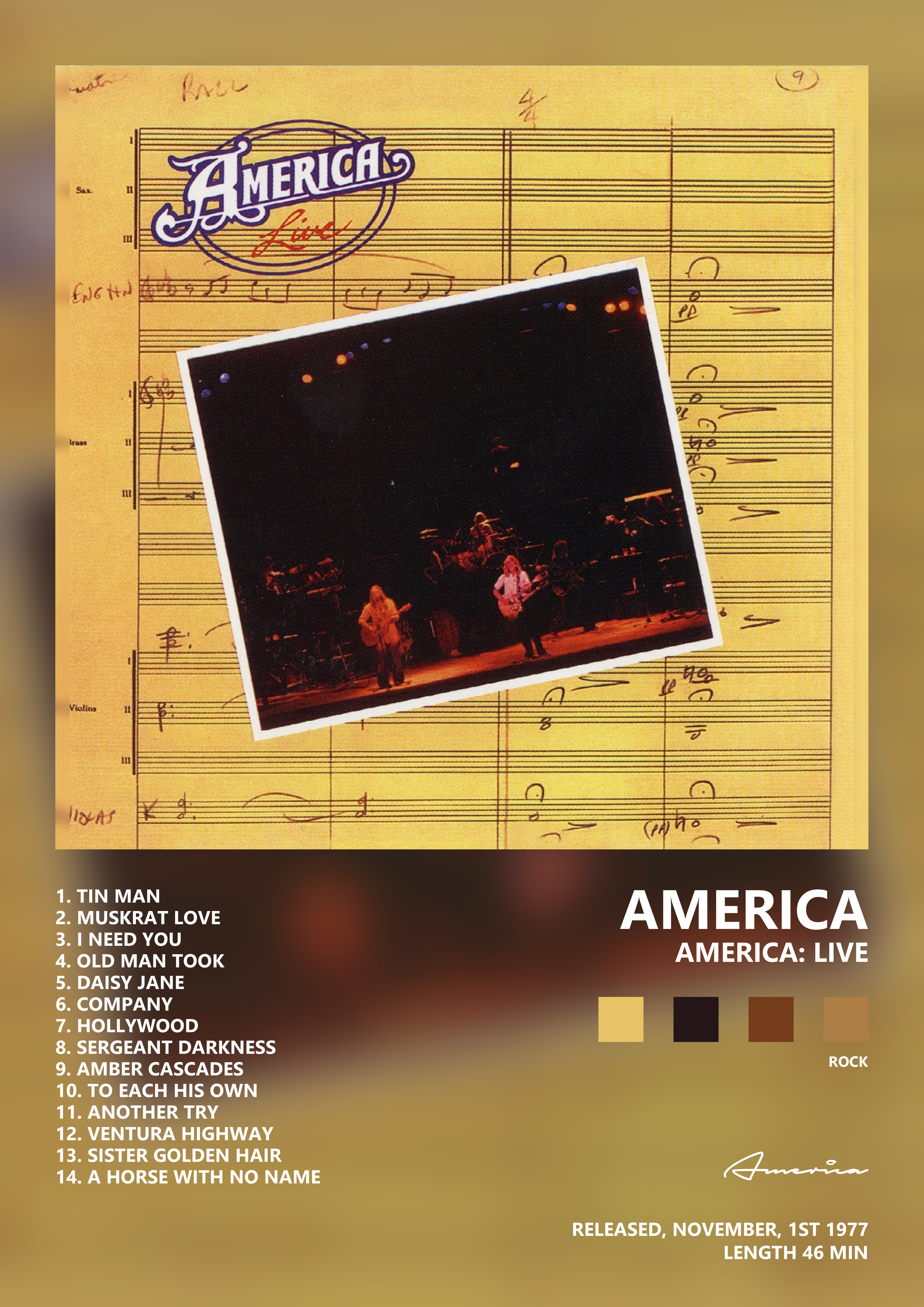 Music poster: America - America Live