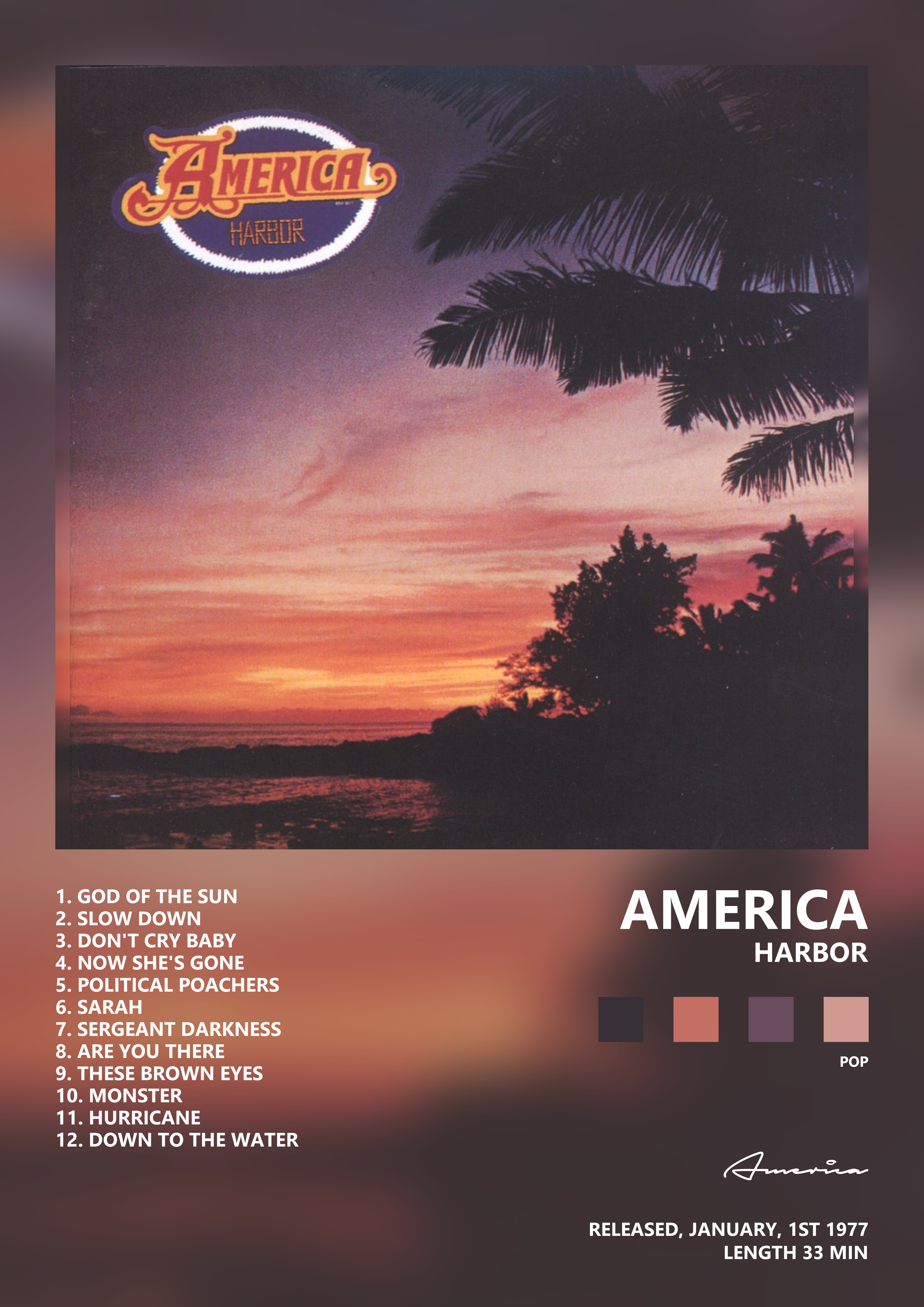 Music poster: America - Harbor
