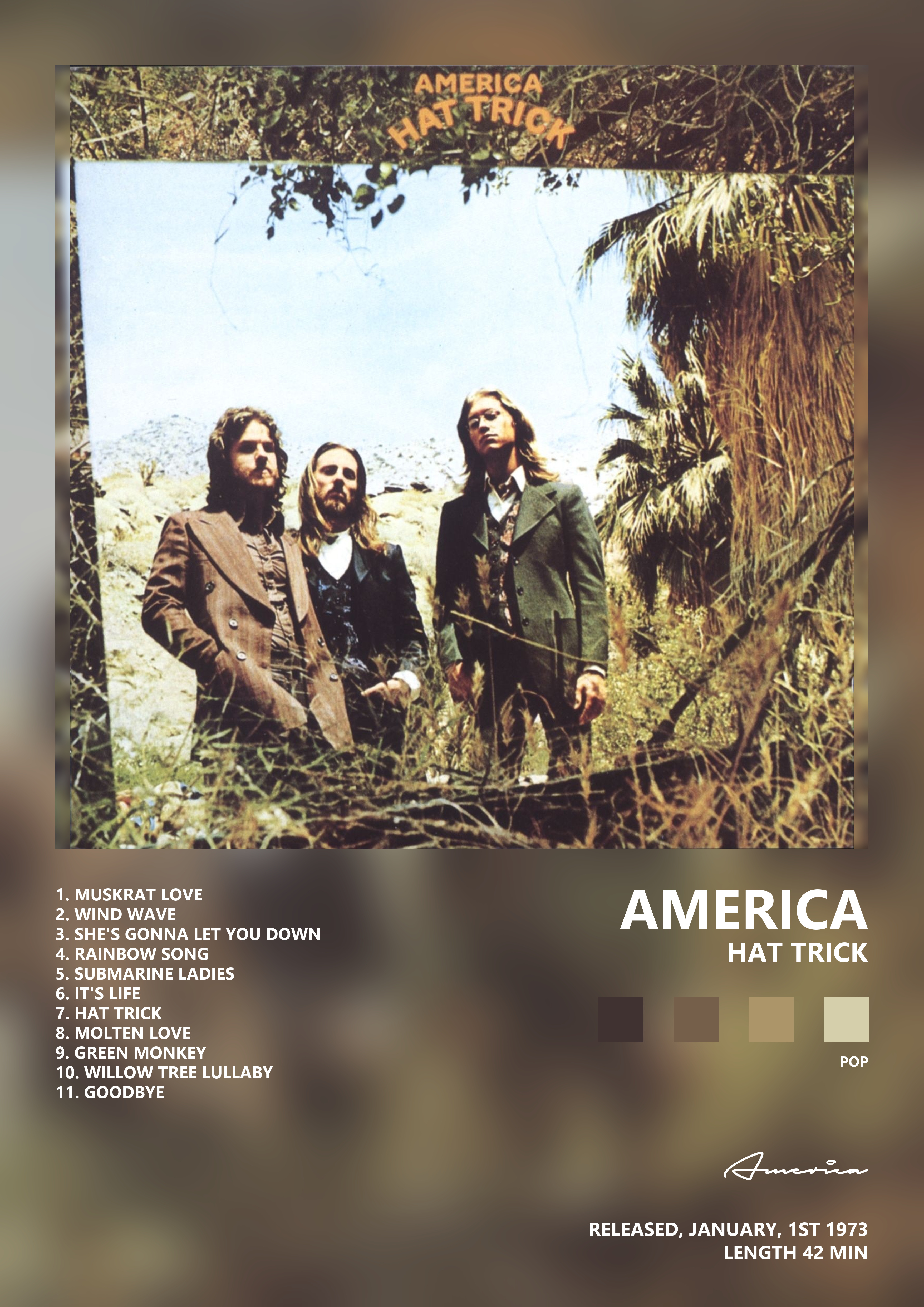 Music poster: America - Hat Trick