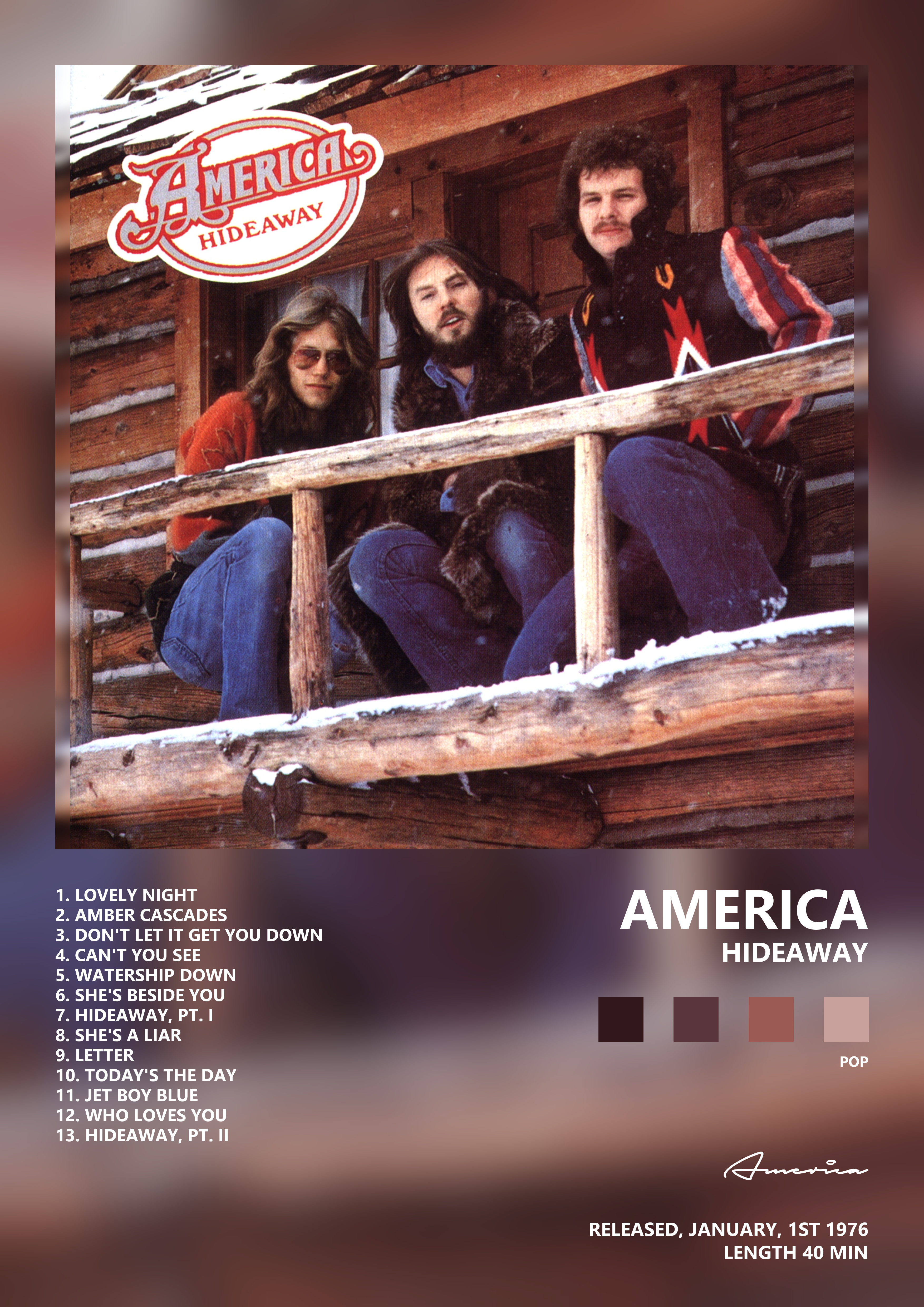 Music poster: America - Hideaway