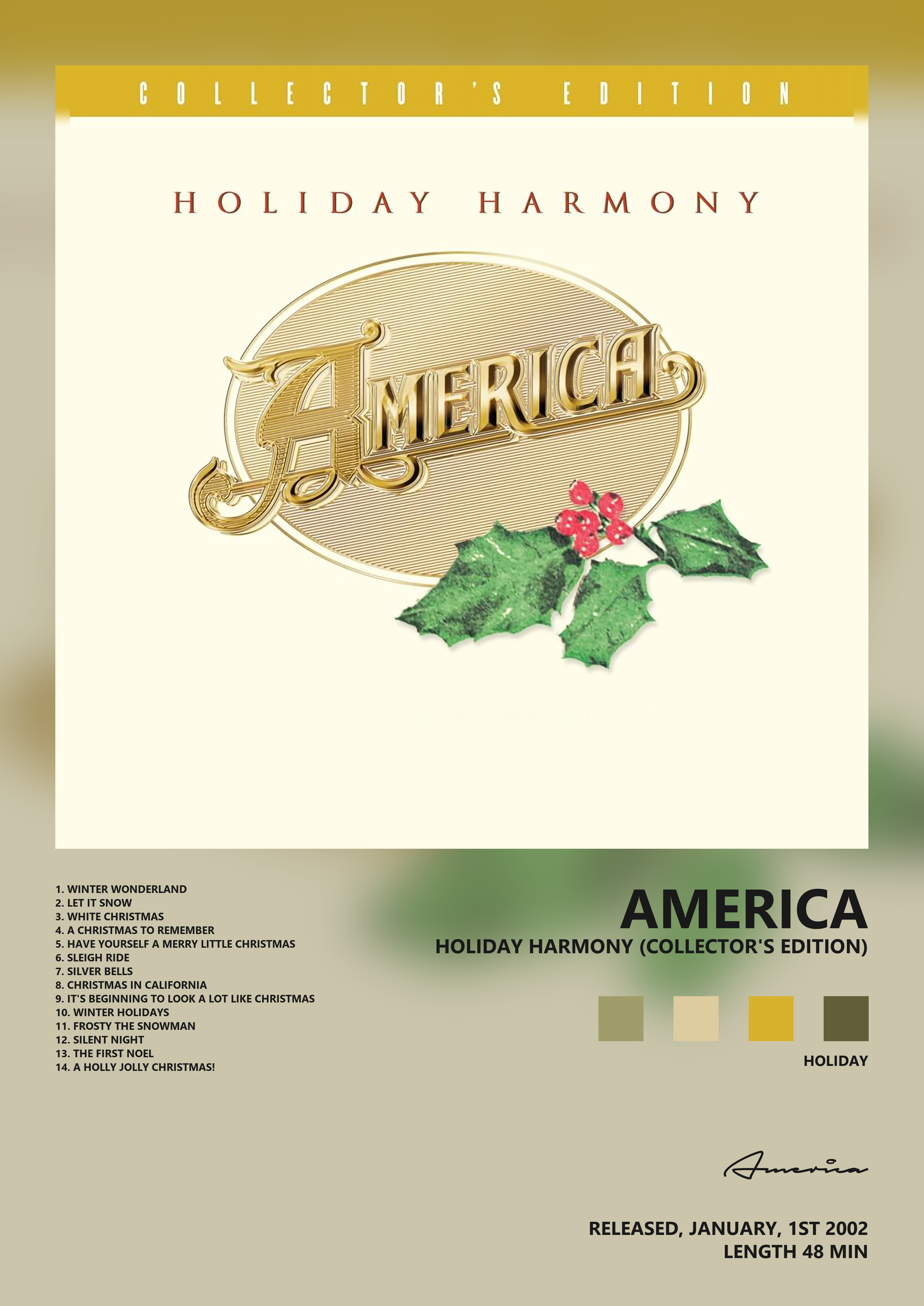 Music poster: America - Holiday Harmony Collectors Edition