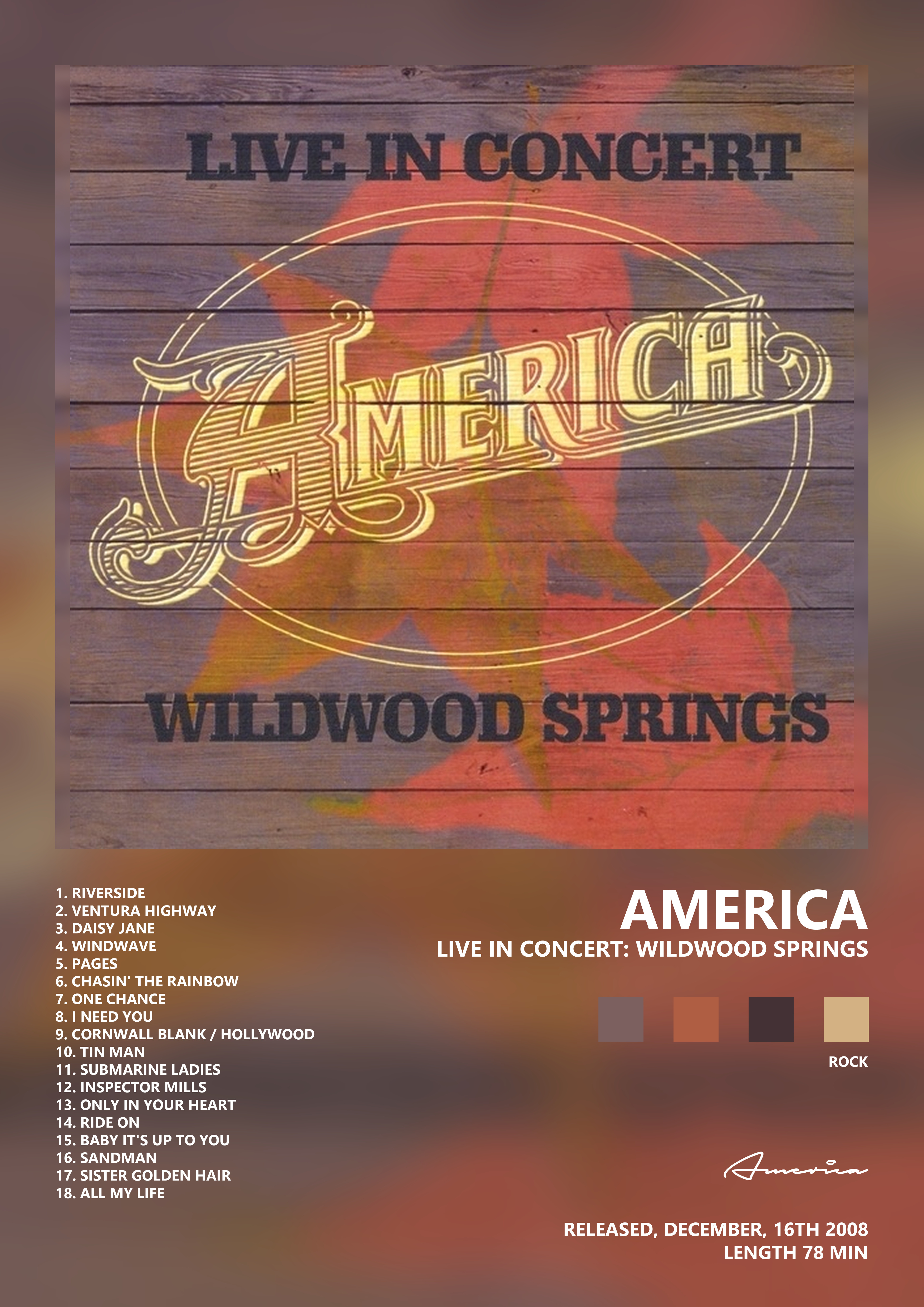 Music poster: America - Live In Concert Wildwood Springs