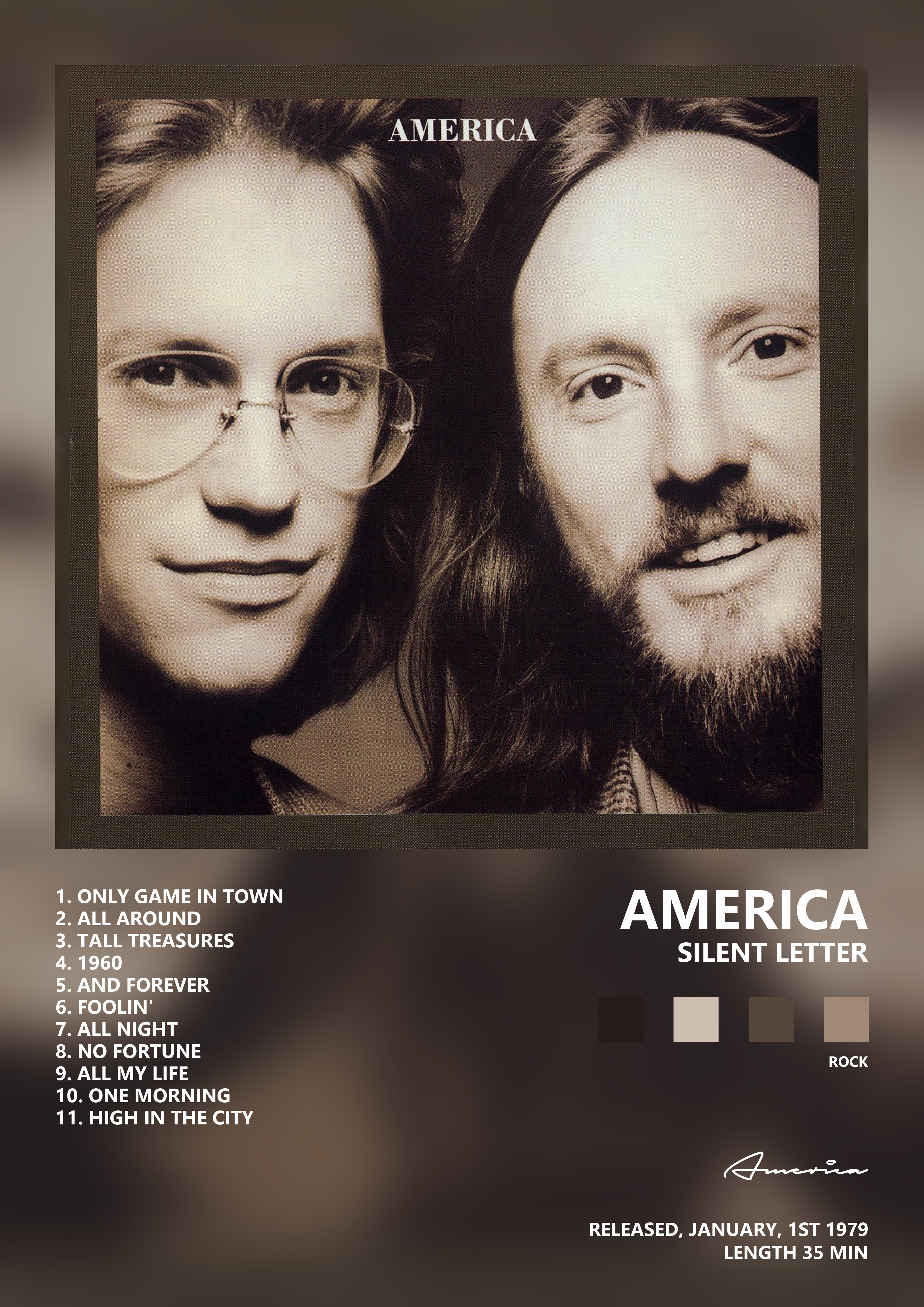 Music poster: America - Silent Letter