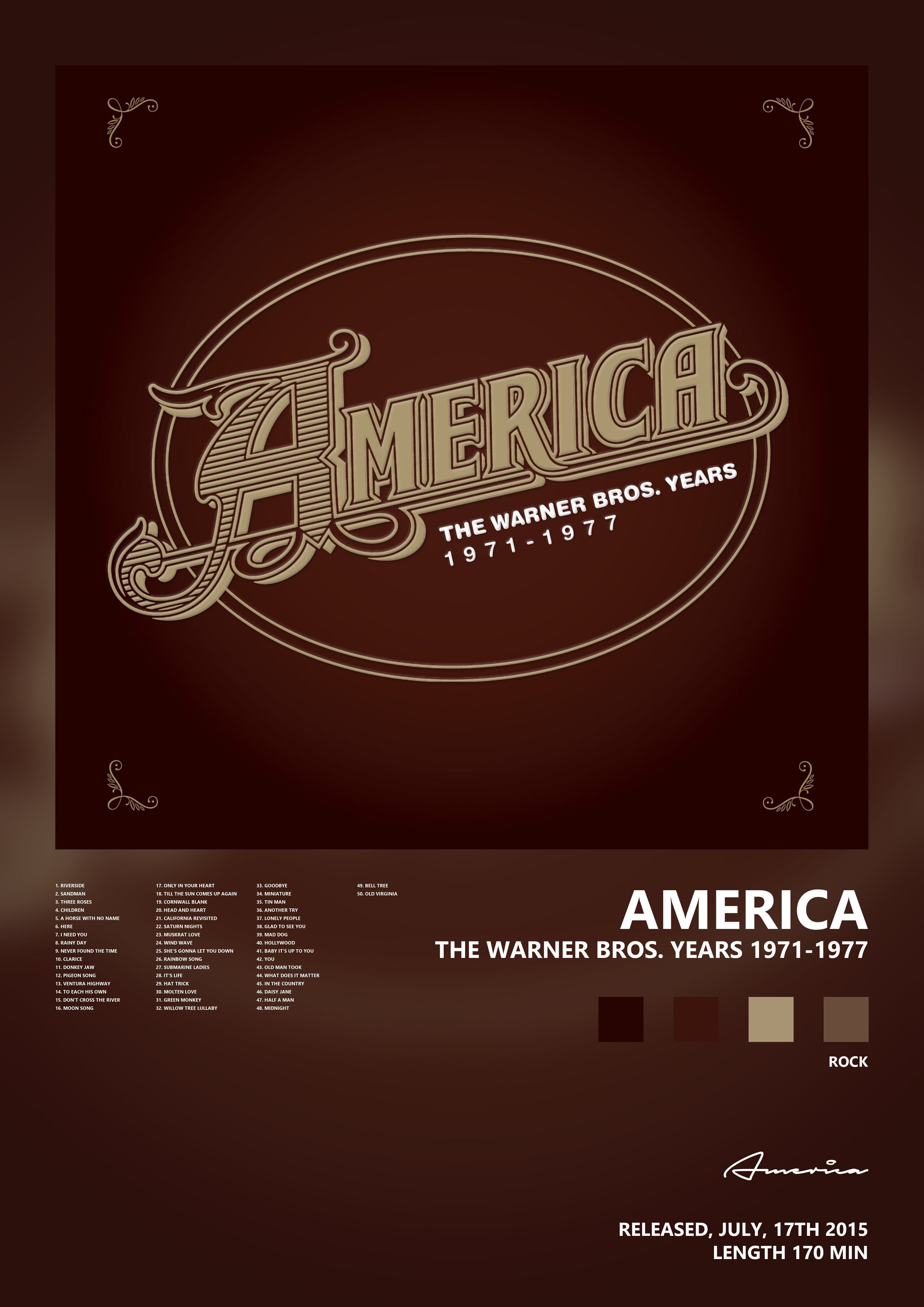 Music poster: America - The Warner Bros Years 1971-1977