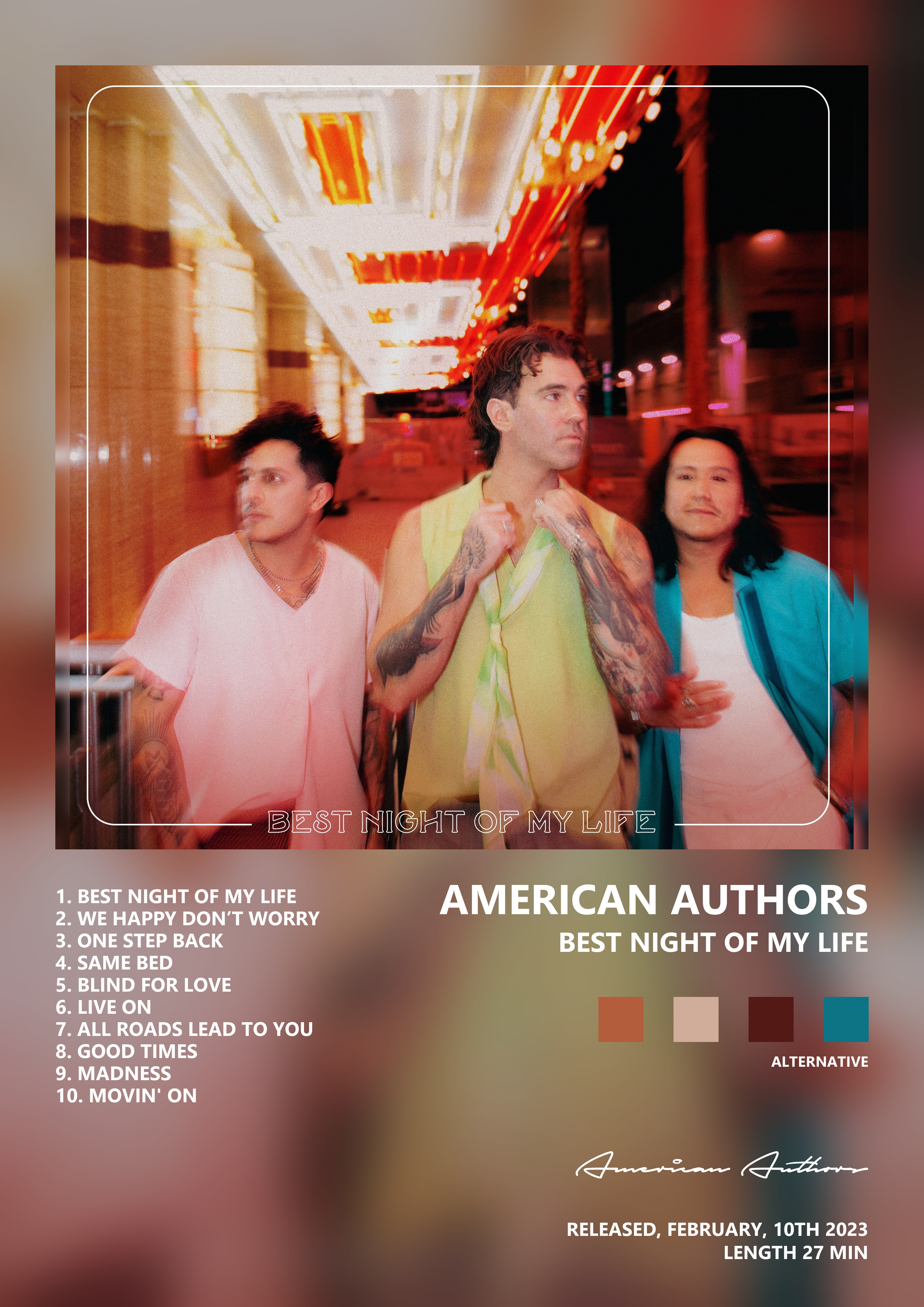Music poster: American Authors - Best Night of My Life