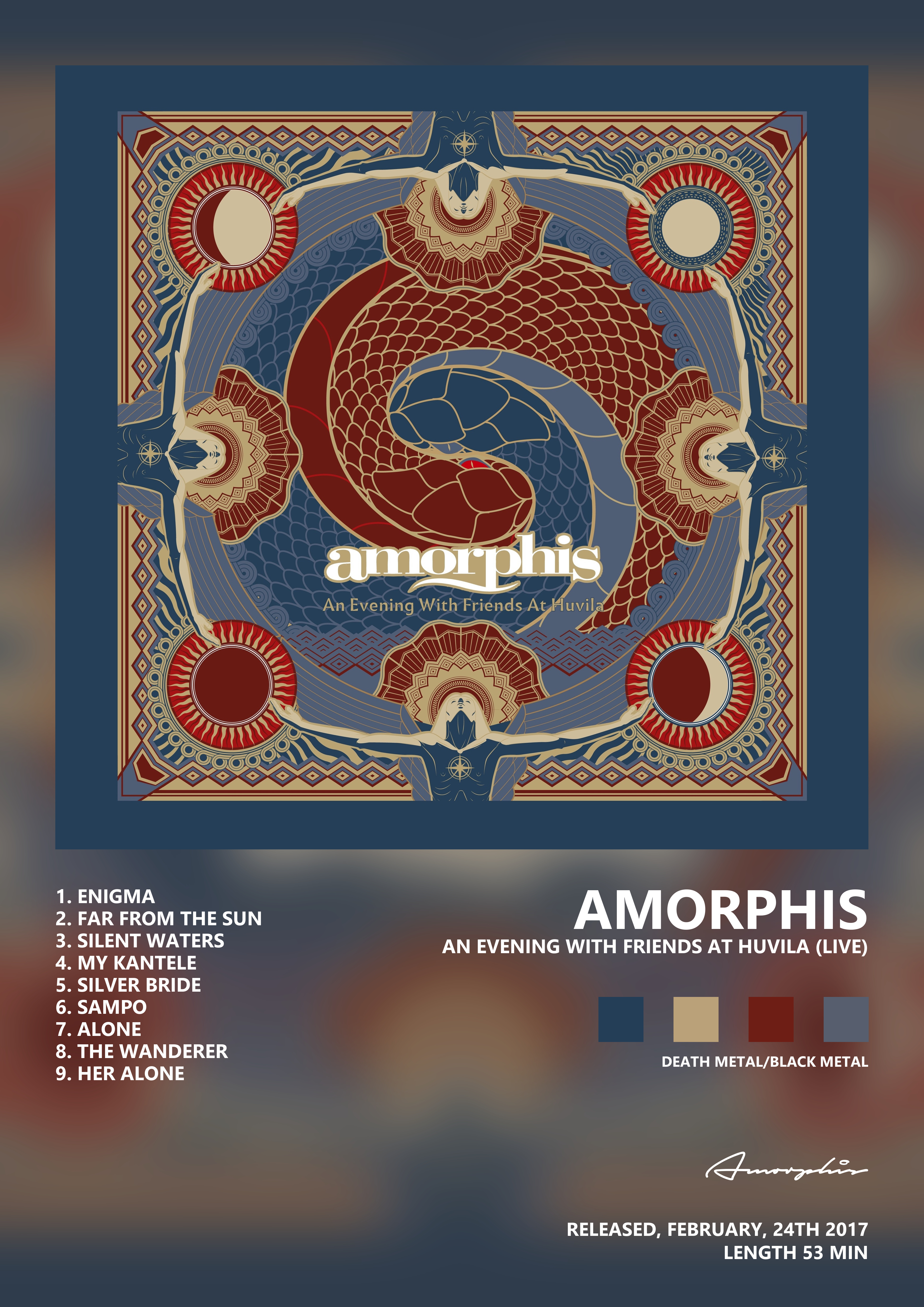 Music poster: Amorphis - An Evening with Friends at Huvila Live