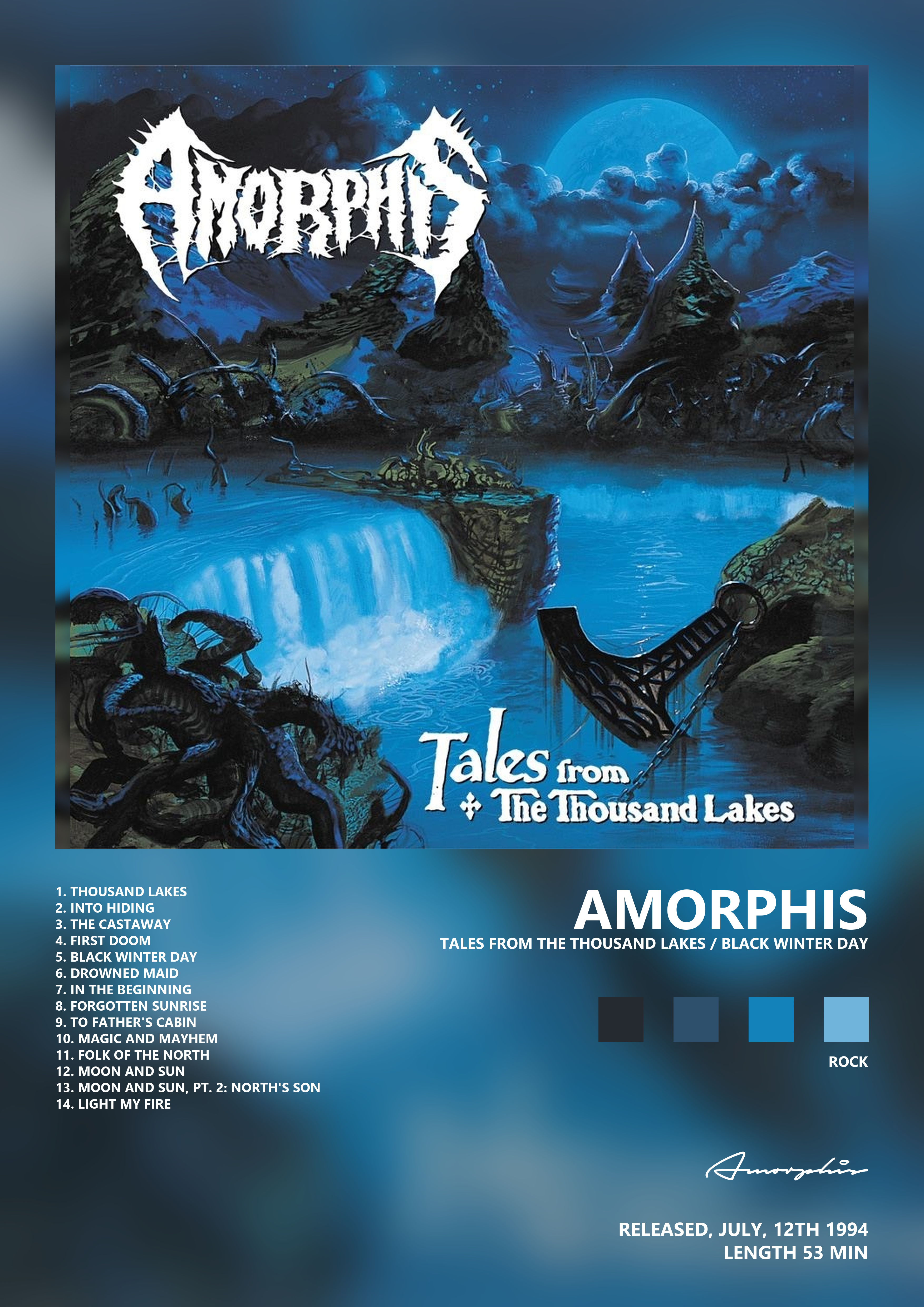 Music poster: Amorphis - Tales from the Thousand Lakes Black Winter Day