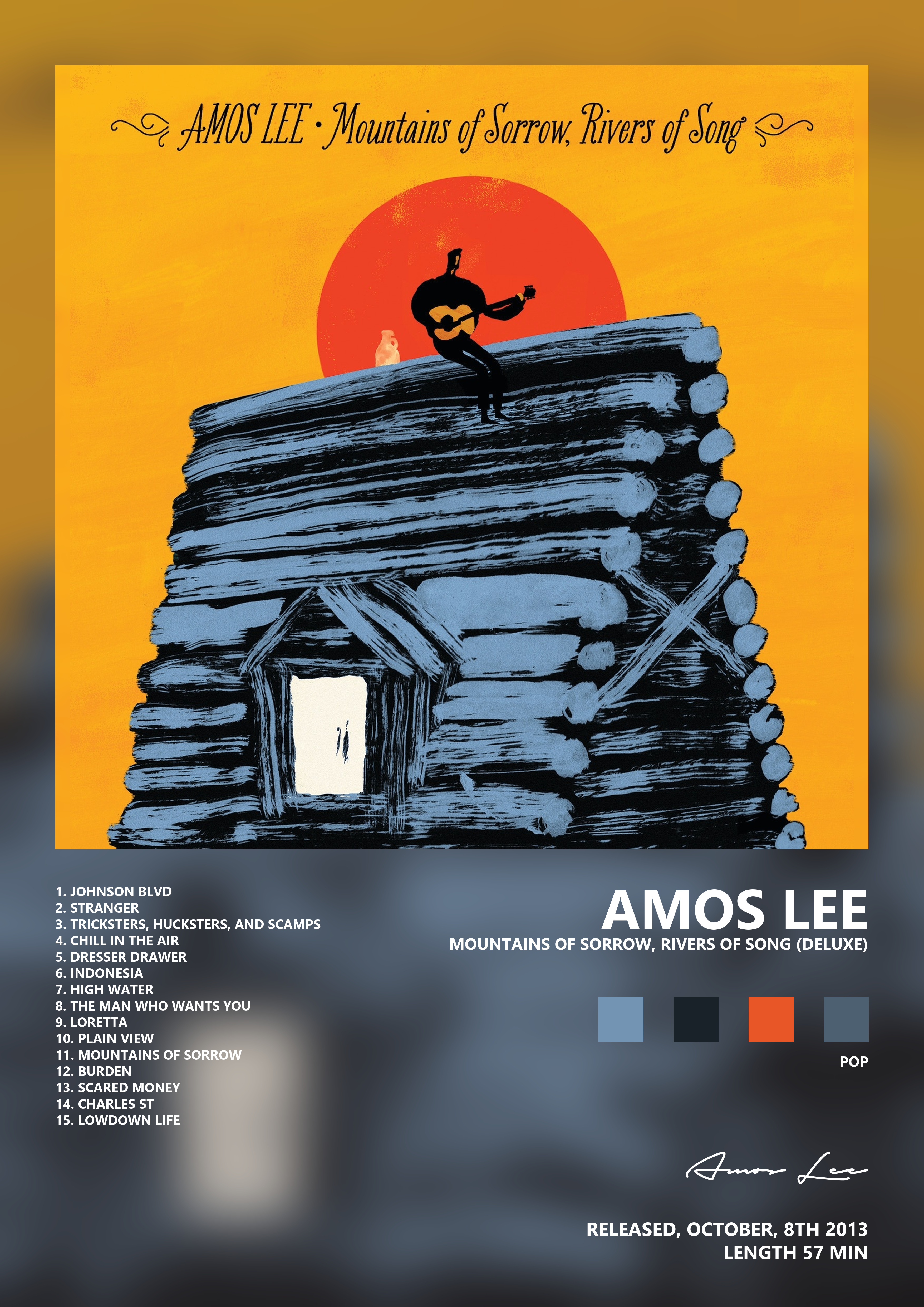Music poster: Amos Lee - Mountains of Sorrow Rivers of Song Deluxe