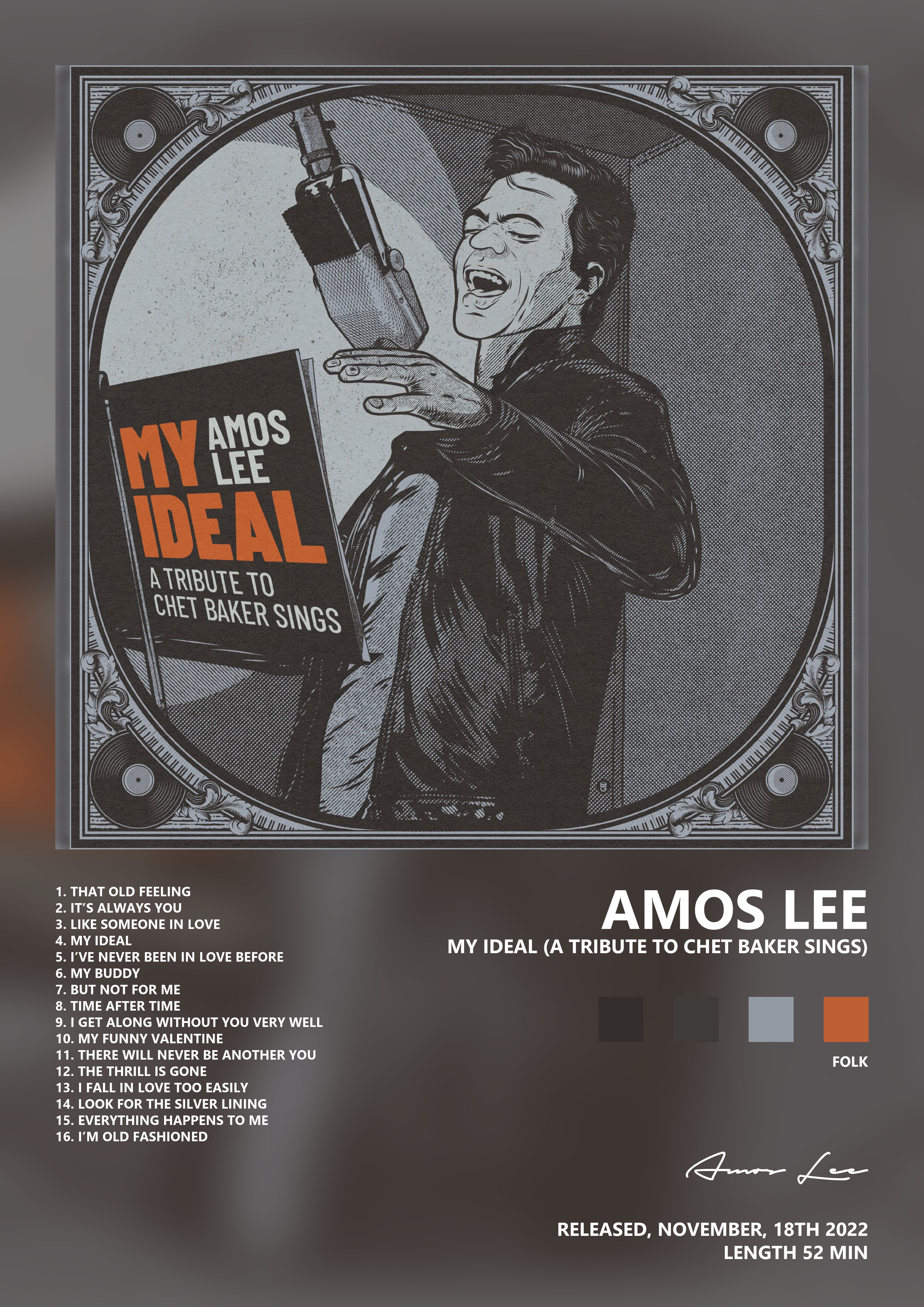 Music poster: Amos Lee - My Ideal A Tribute To Chet Baker Sings