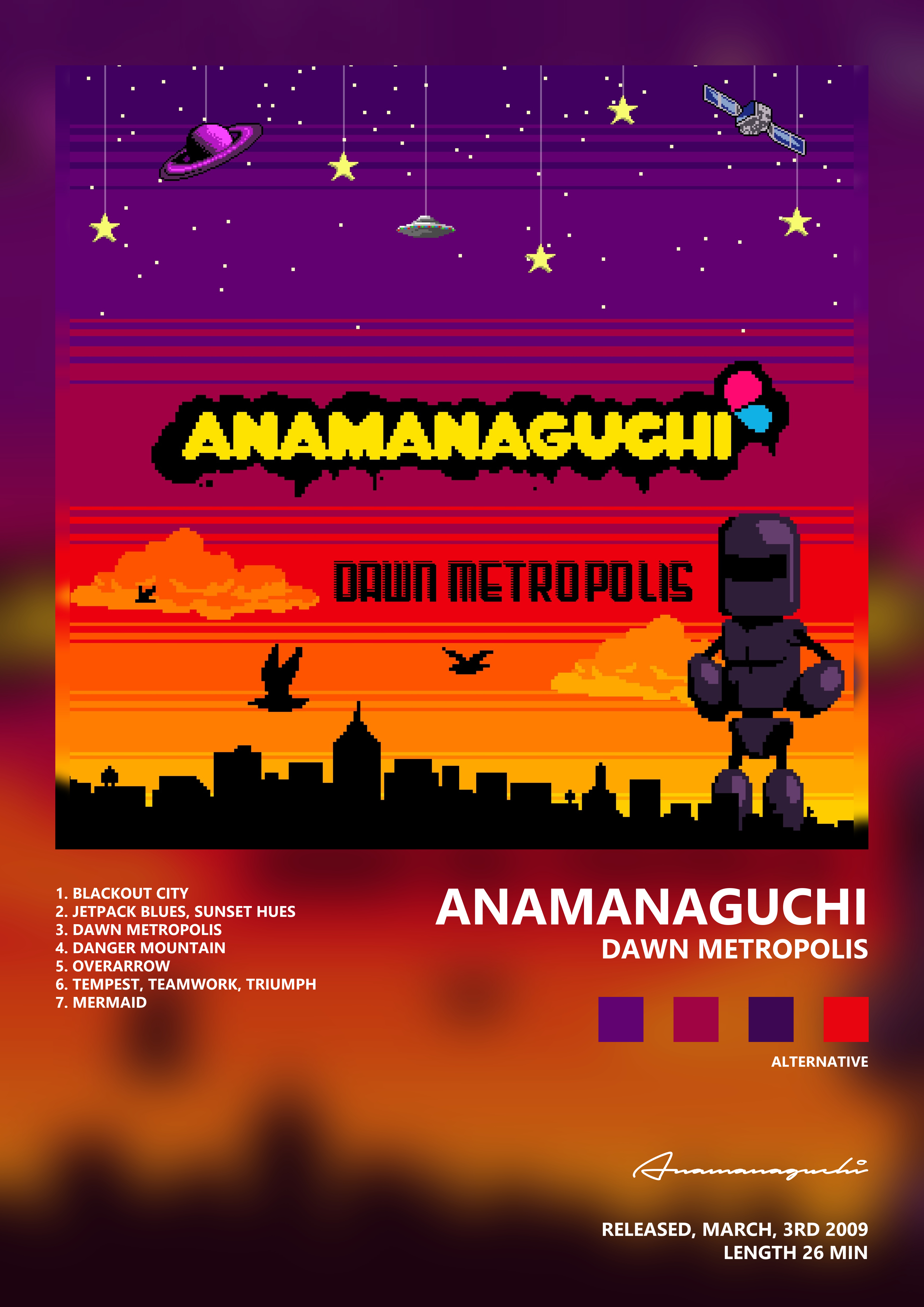 Music poster: Anamanaguchi - Dawn Metropolis
