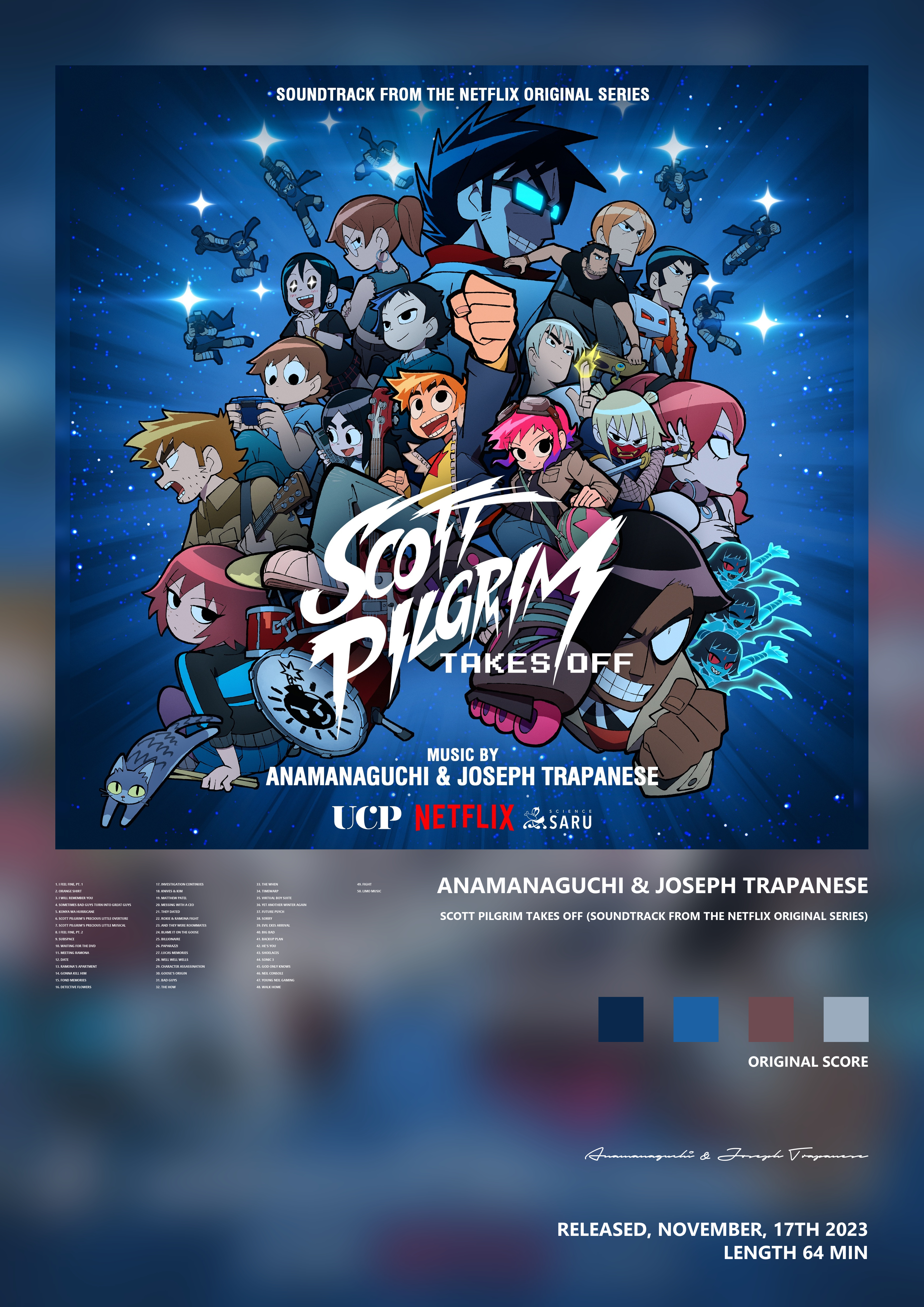 Music poster: Anamanaguchi Joseph Trapanese - Scott Pilgrim Takes Off Soundtrack from the Netflix Original Series