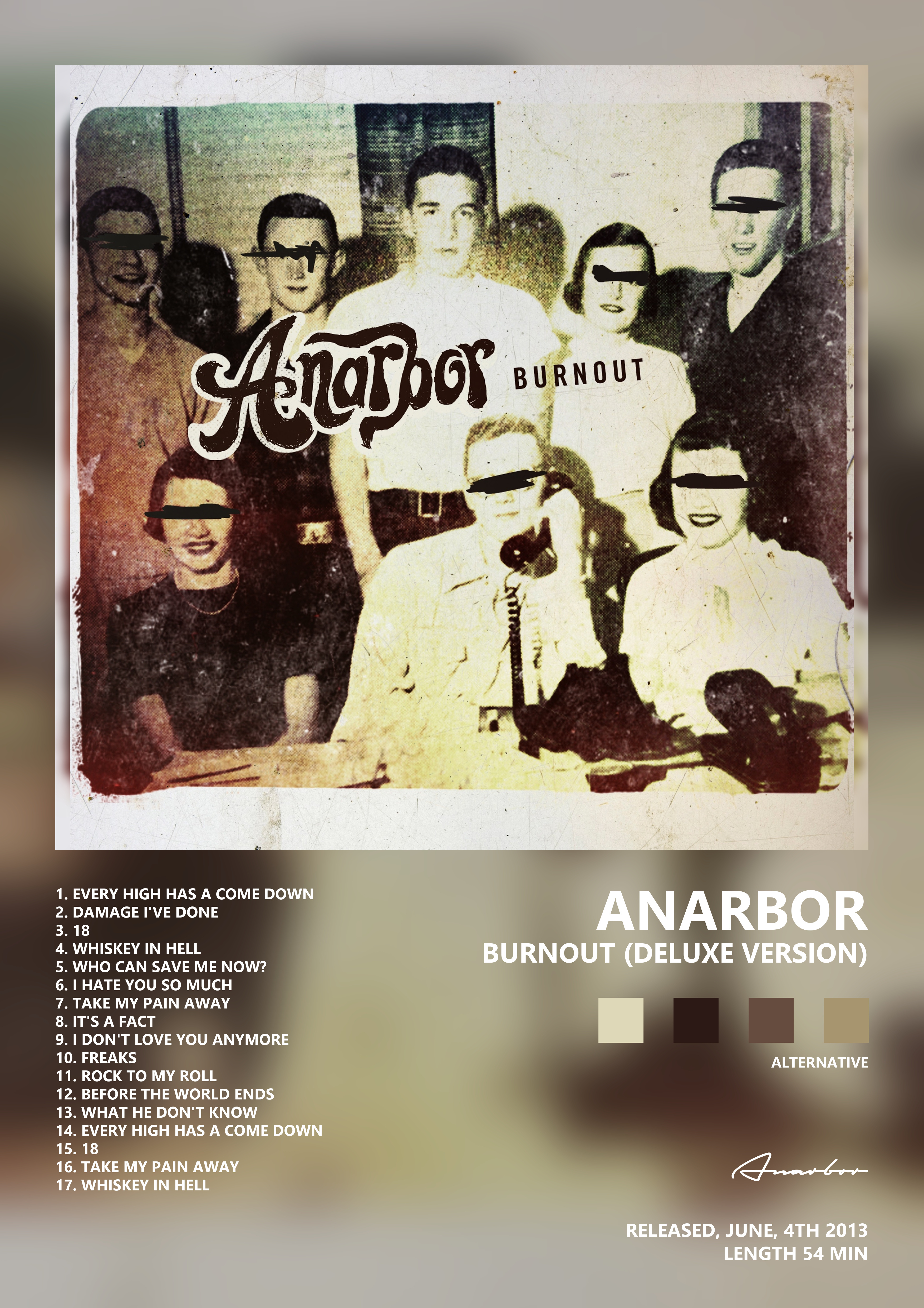 Music poster: Anarbor - Burnout Deluxe Version