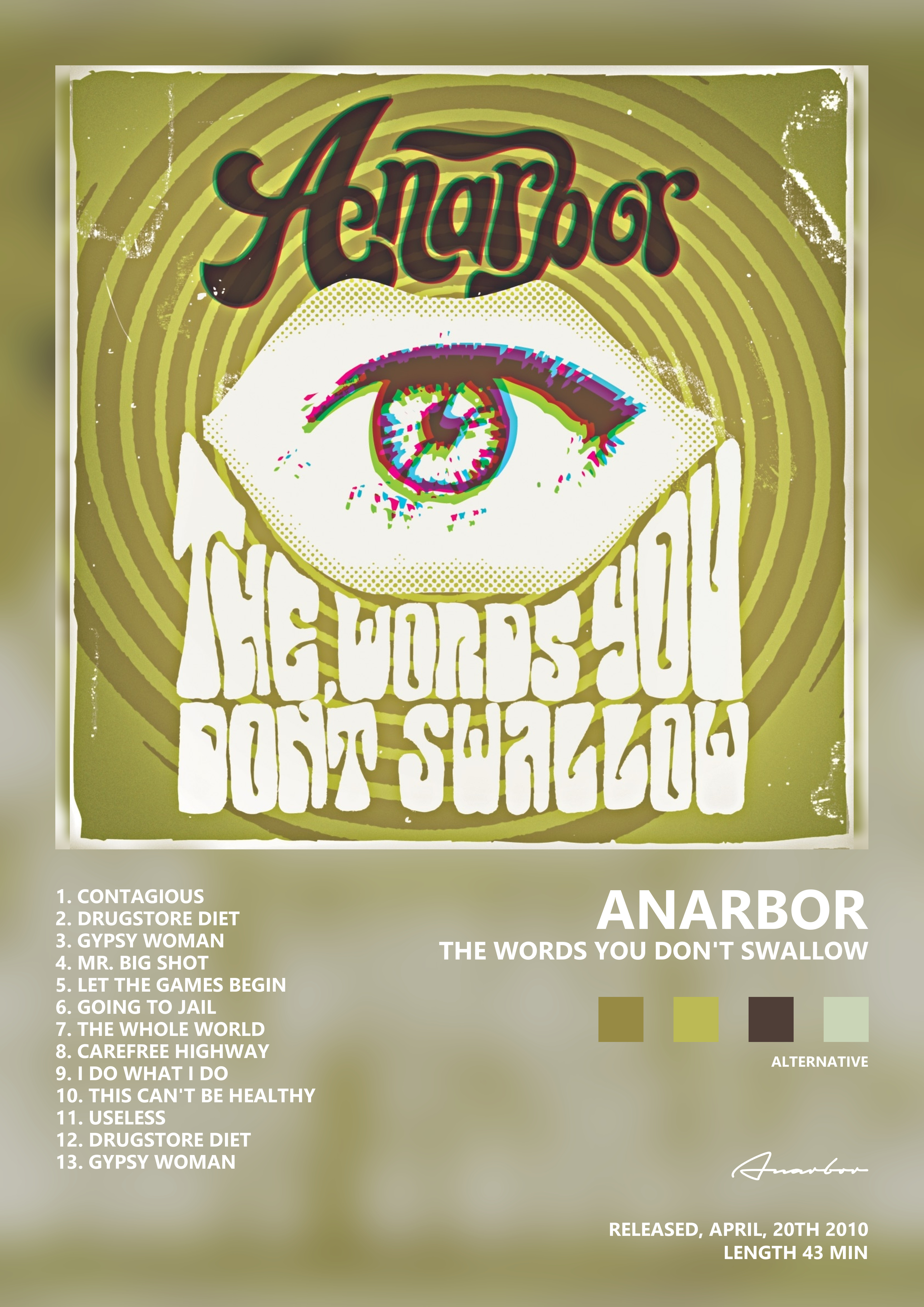 Music poster: Anarbor - The Words You Dont Swallow