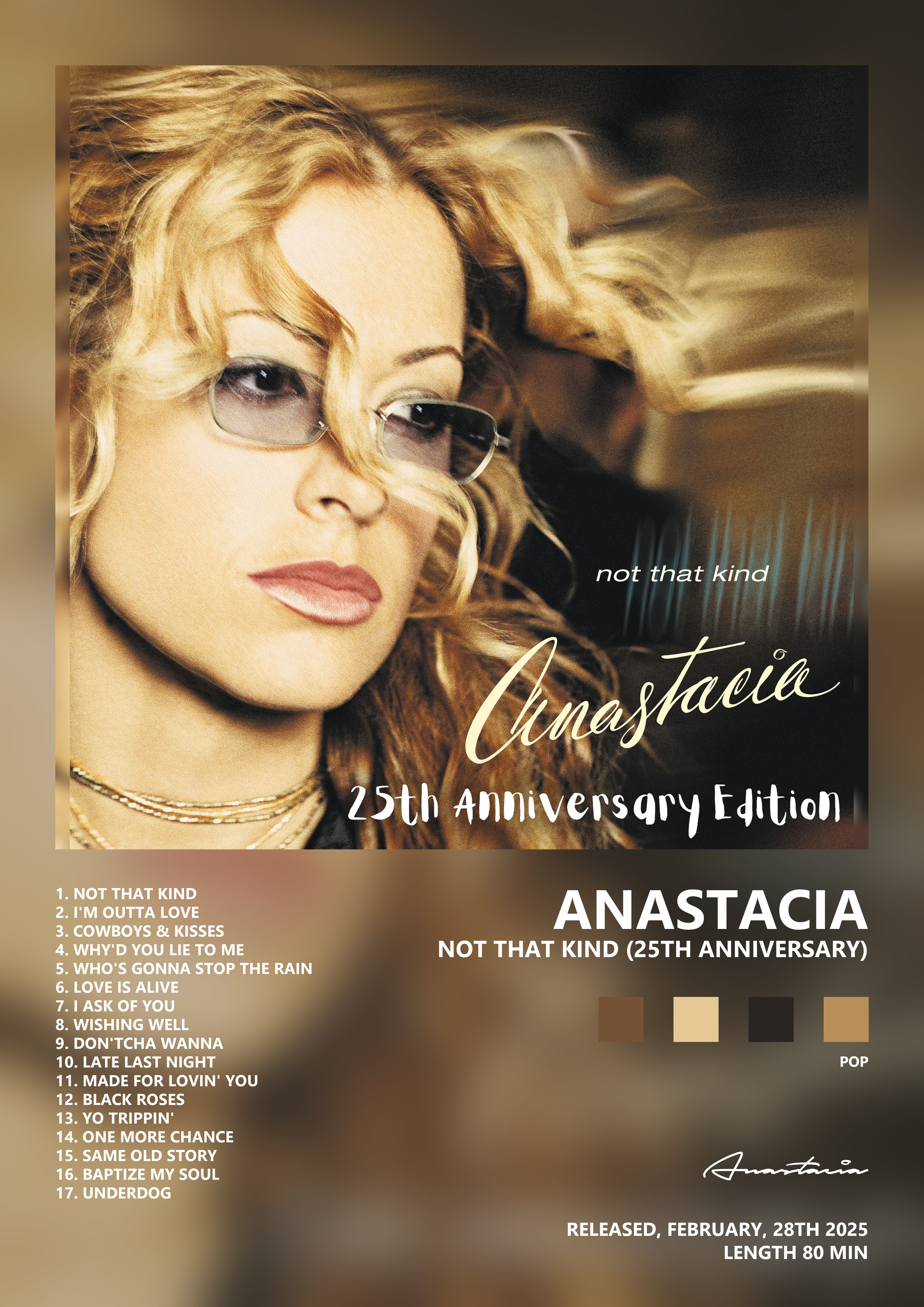 Music poster: Anastacia - Not That Kind 25th Anniversary