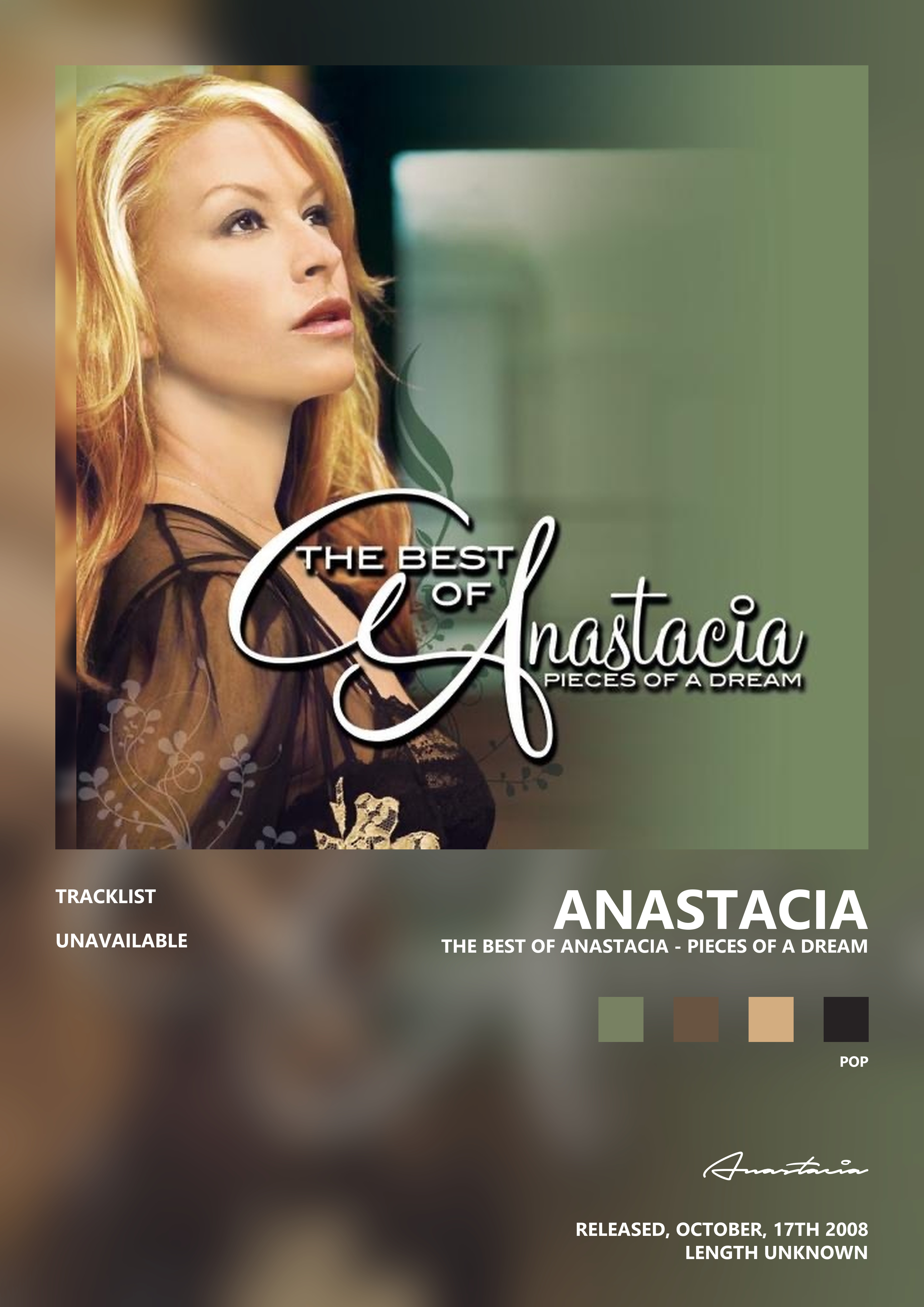 Music poster: Anastacia - The Best of Anastacia - Pieces of a Dream