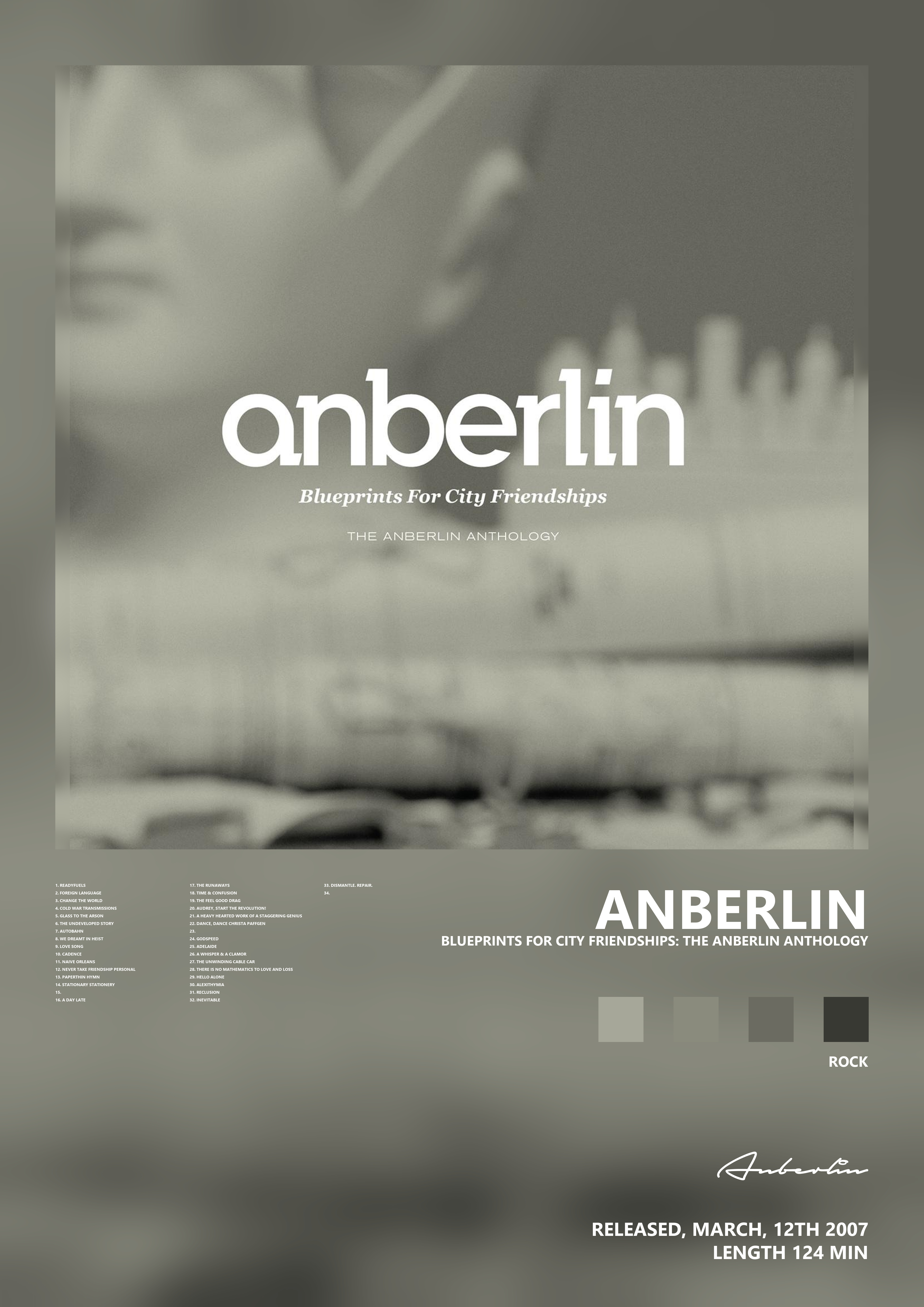 Music poster: Anberlin - Blueprints for City Friendships The Anberlin Anthology