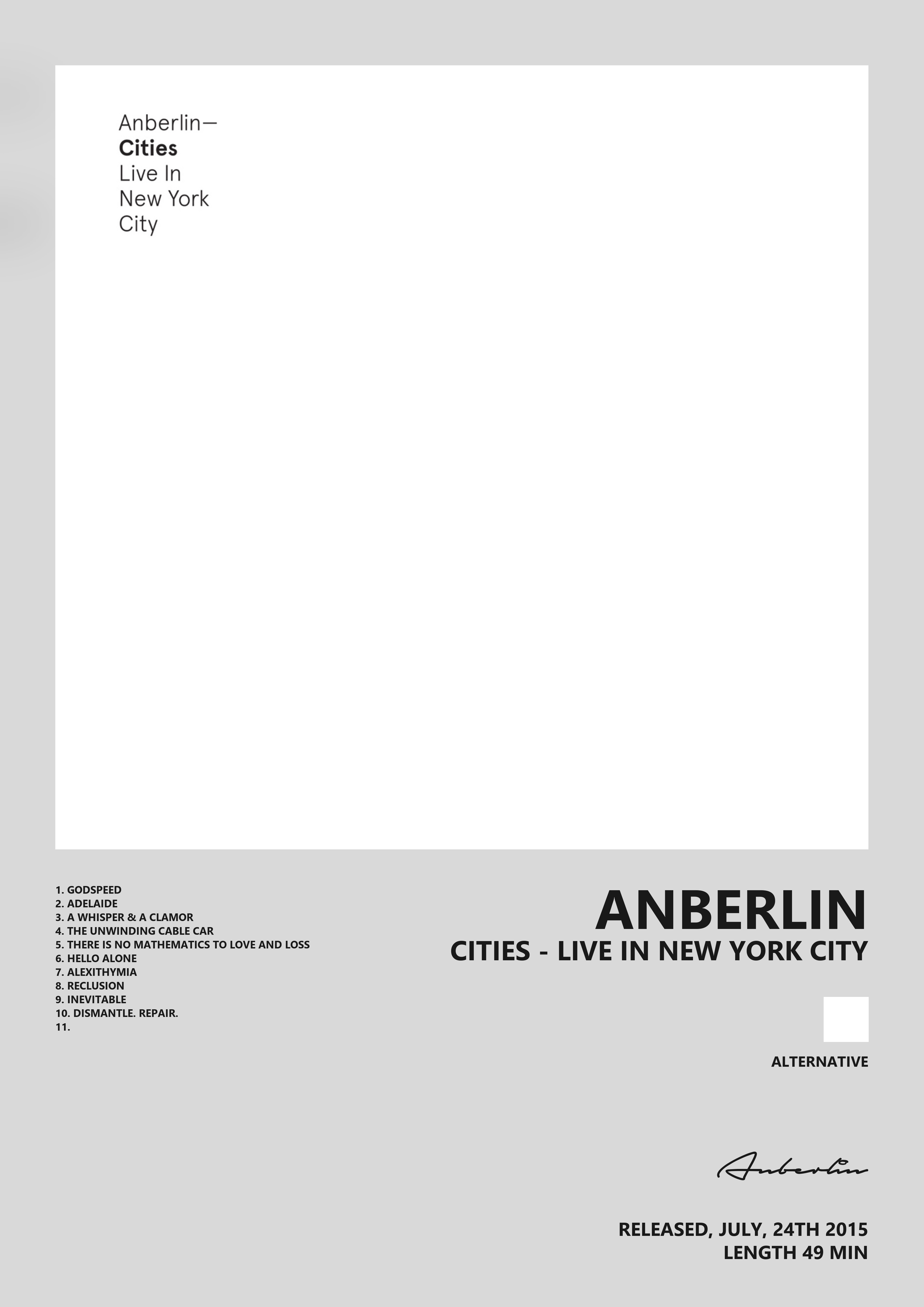 Music poster: Anberlin - Cities - Live in New York City