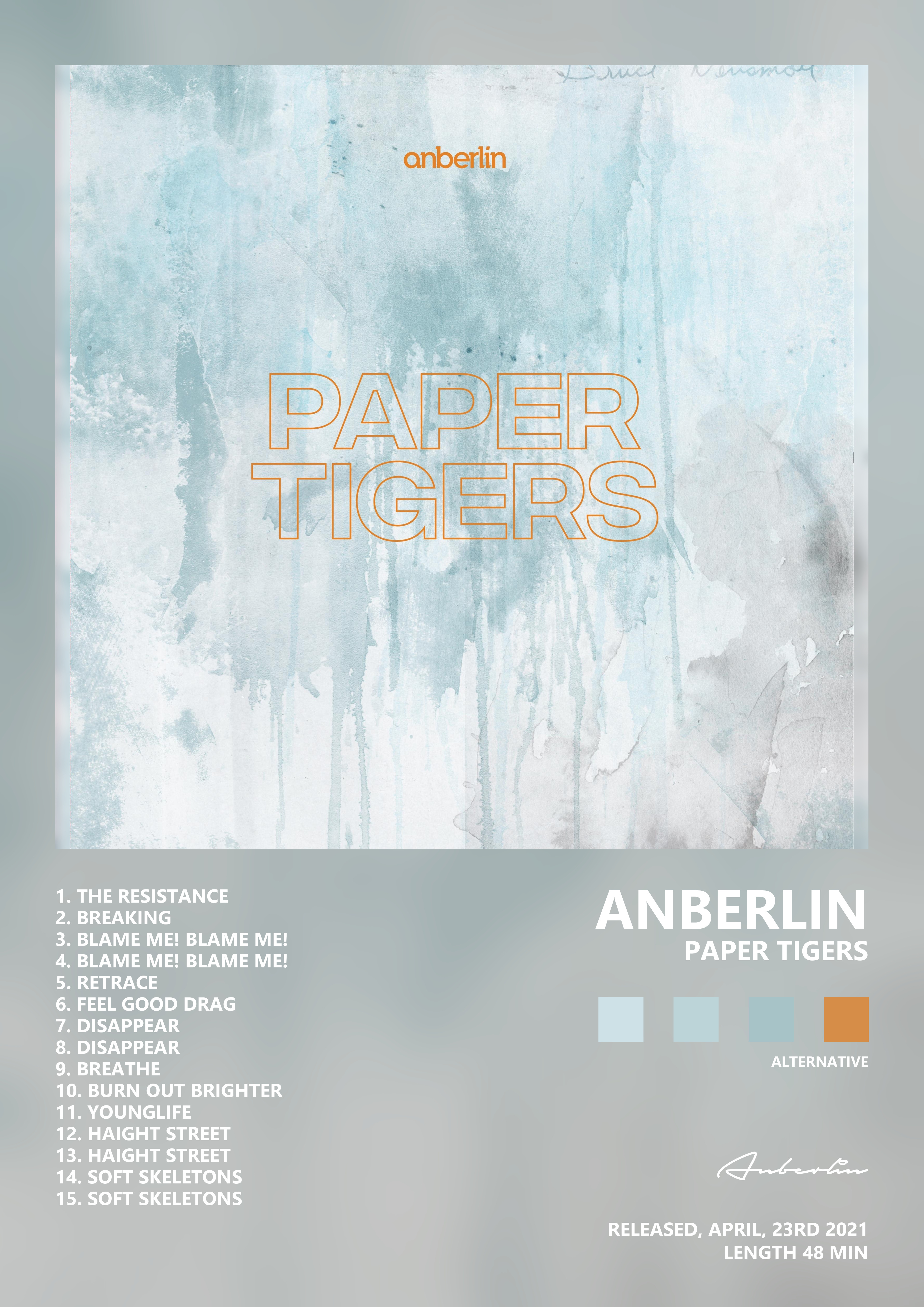 Music poster: Anberlin - Paper Tigers
