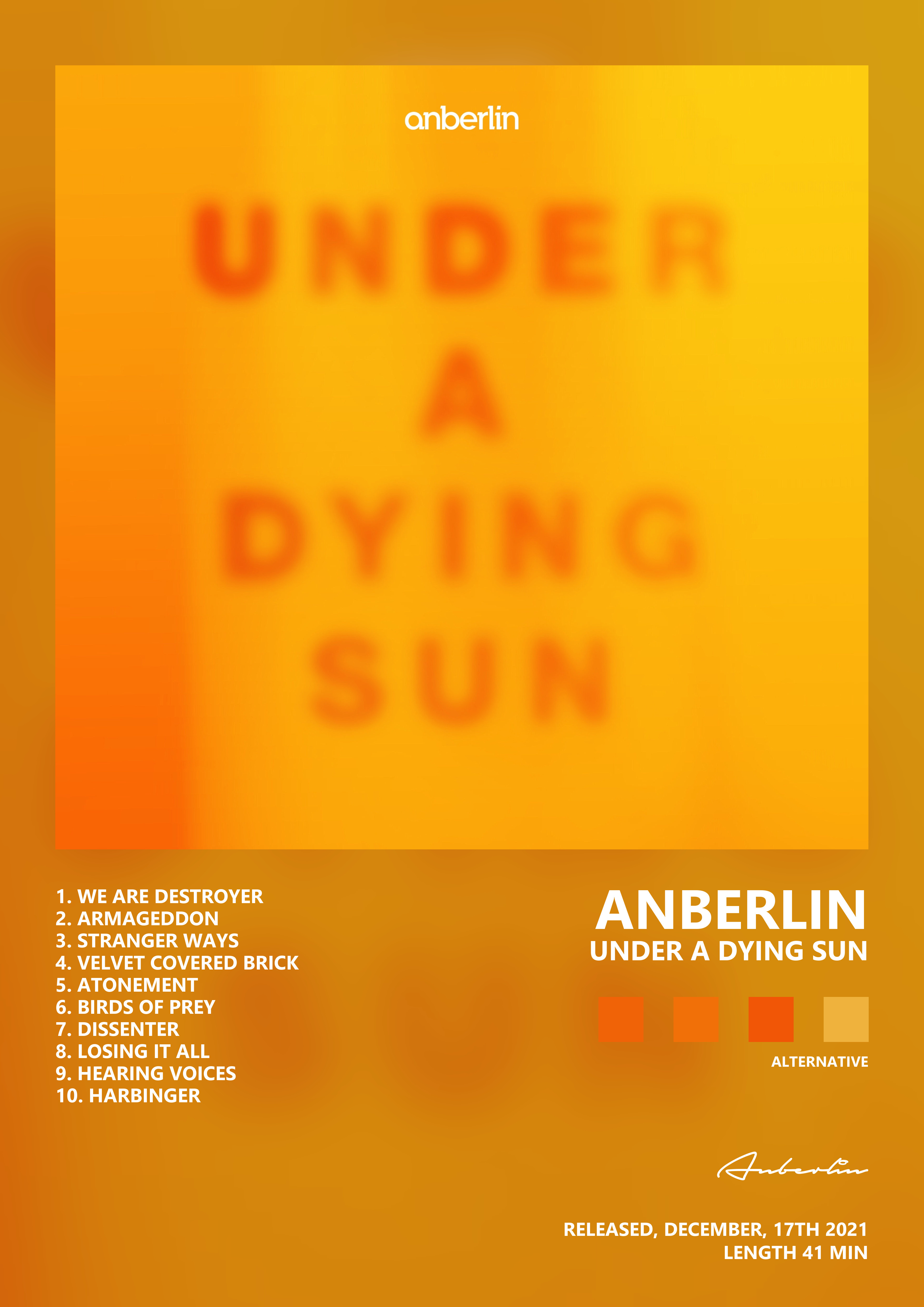 Music poster: Anberlin - Under a Dying Sun