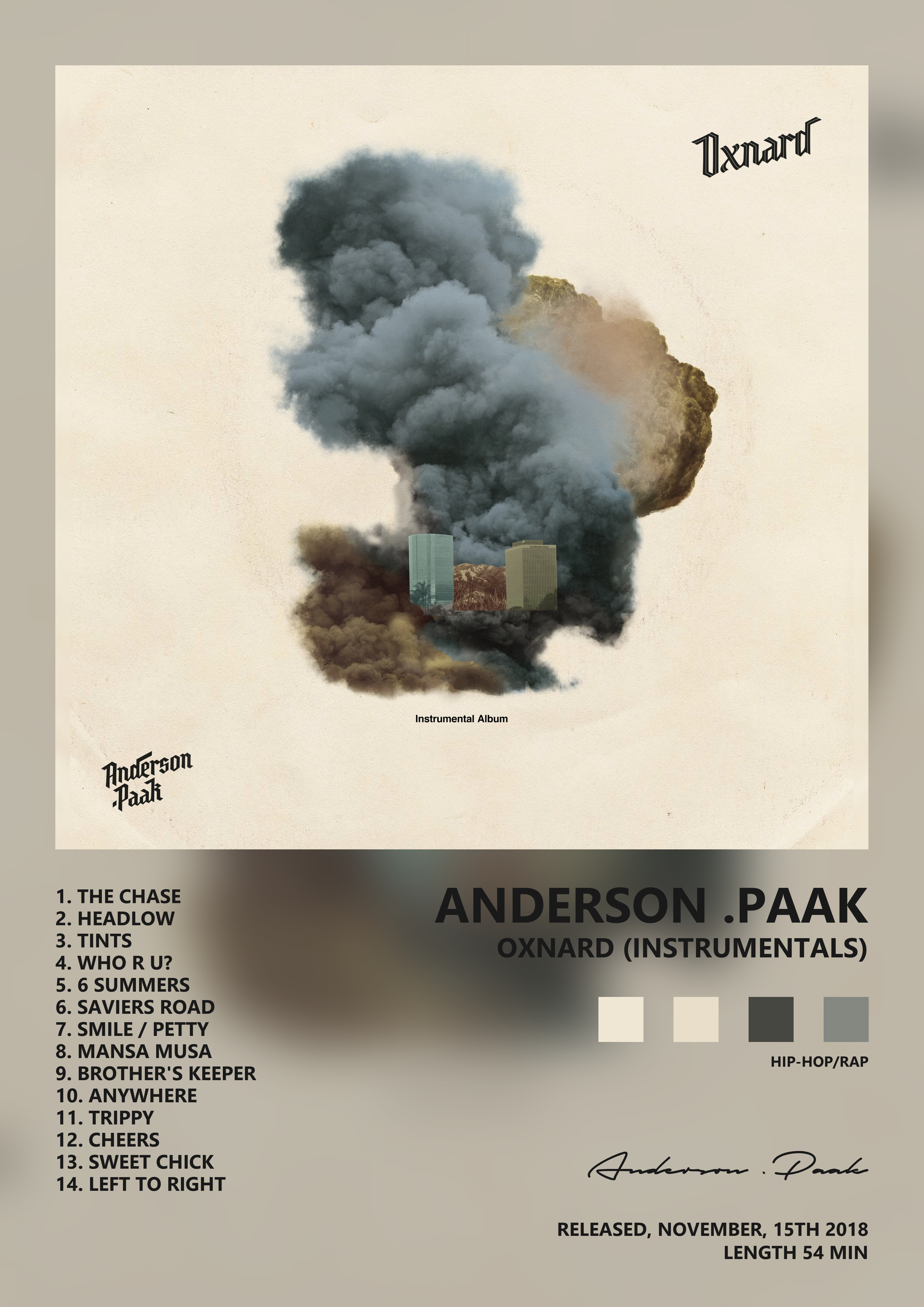 Music poster: Anderson Paak - Oxnard Instrumentals