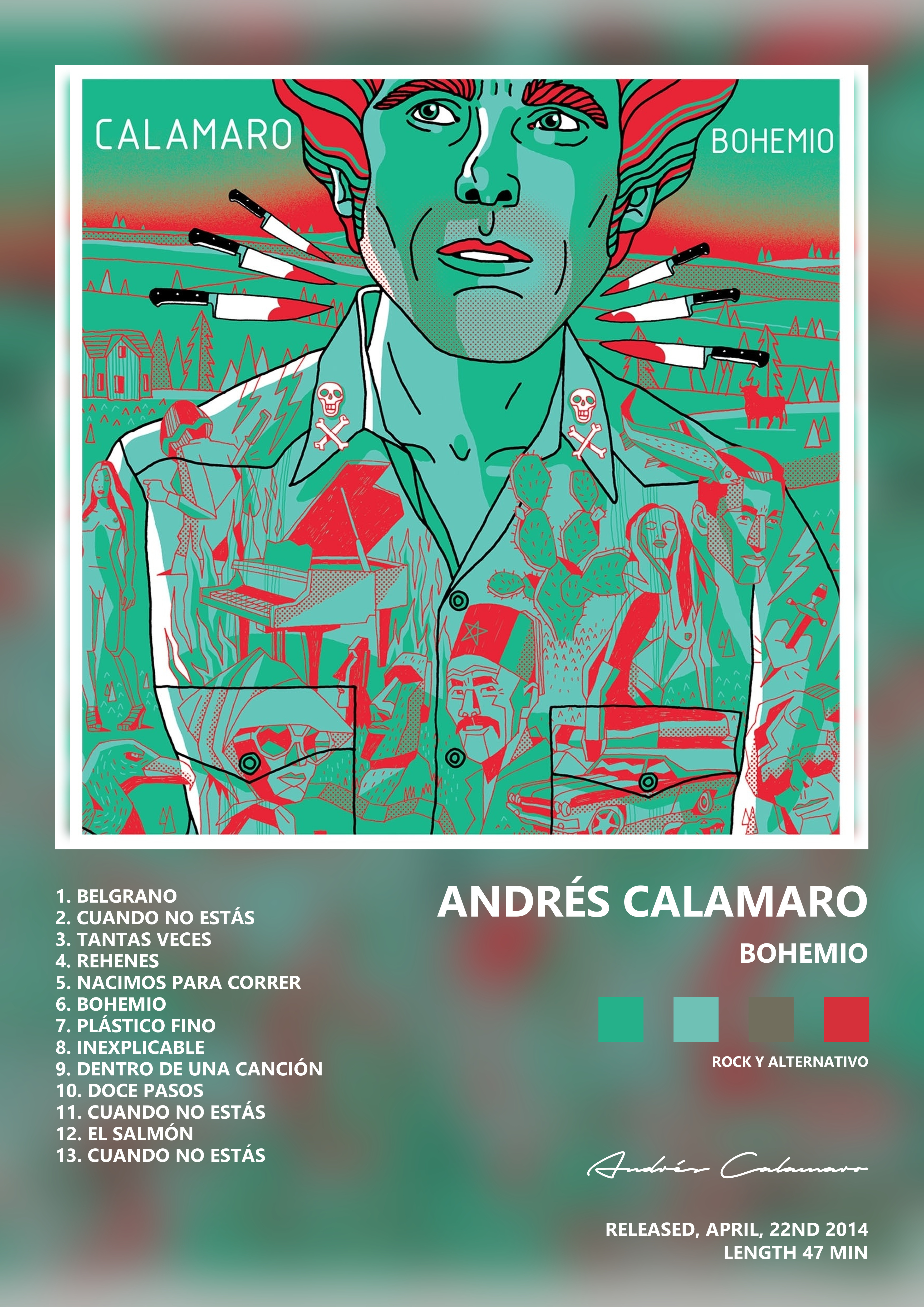 Music poster: Andrés Calamaro - Bohemio