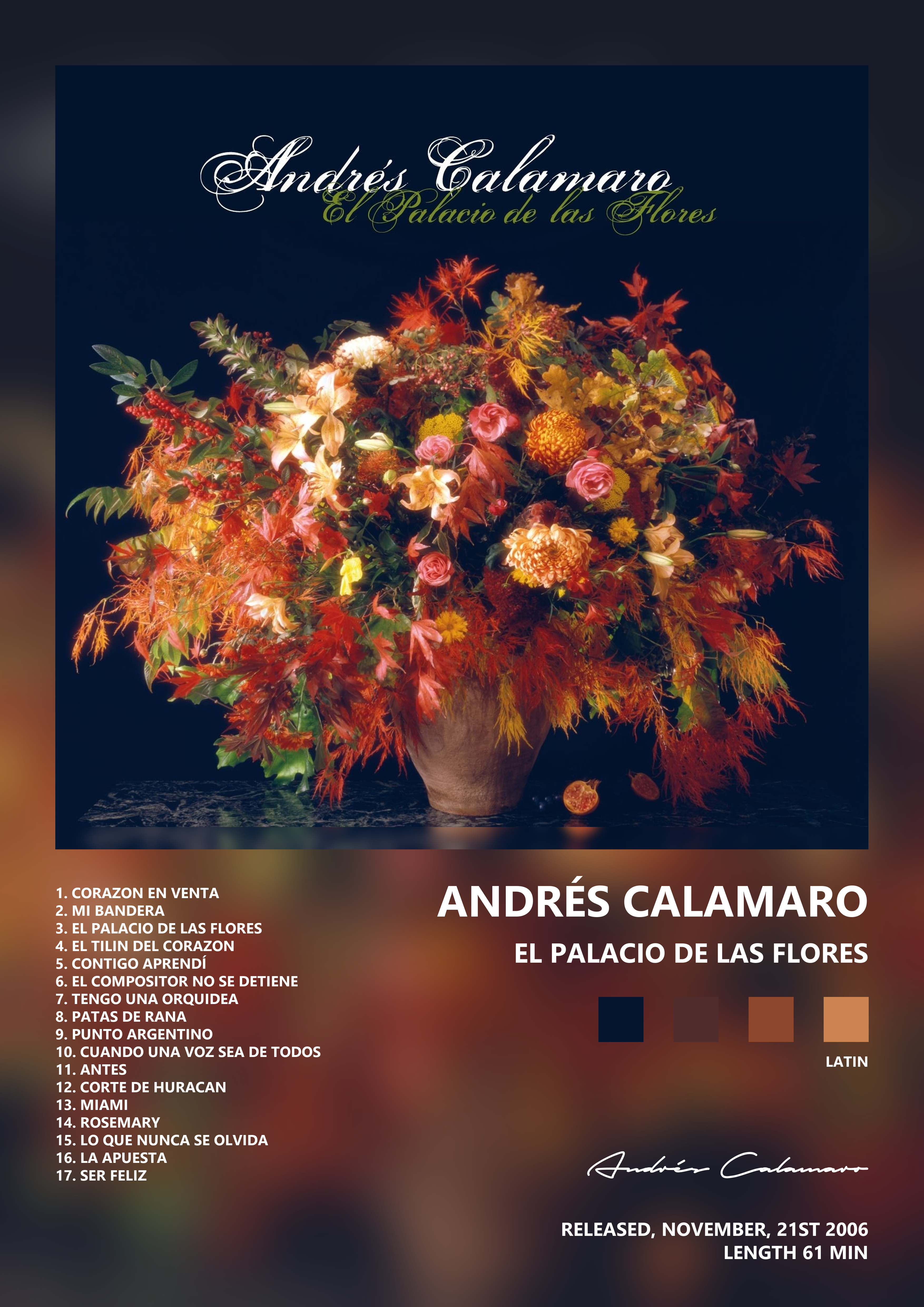 Music poster: Andrés Calamaro - El Palacio de las Flores