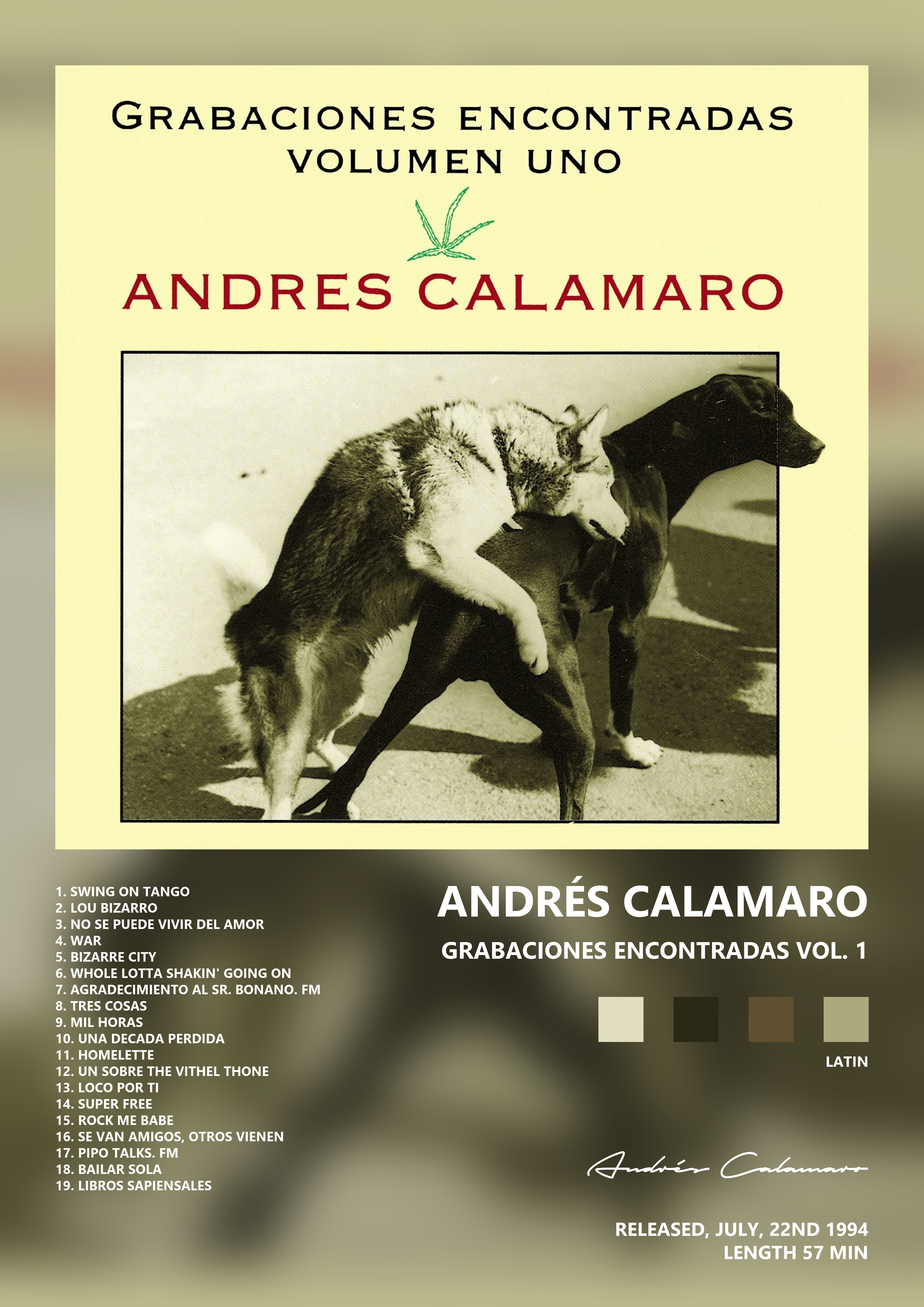 Music poster: Andrés Calamaro - Grabaciones Encontradas Vol 1