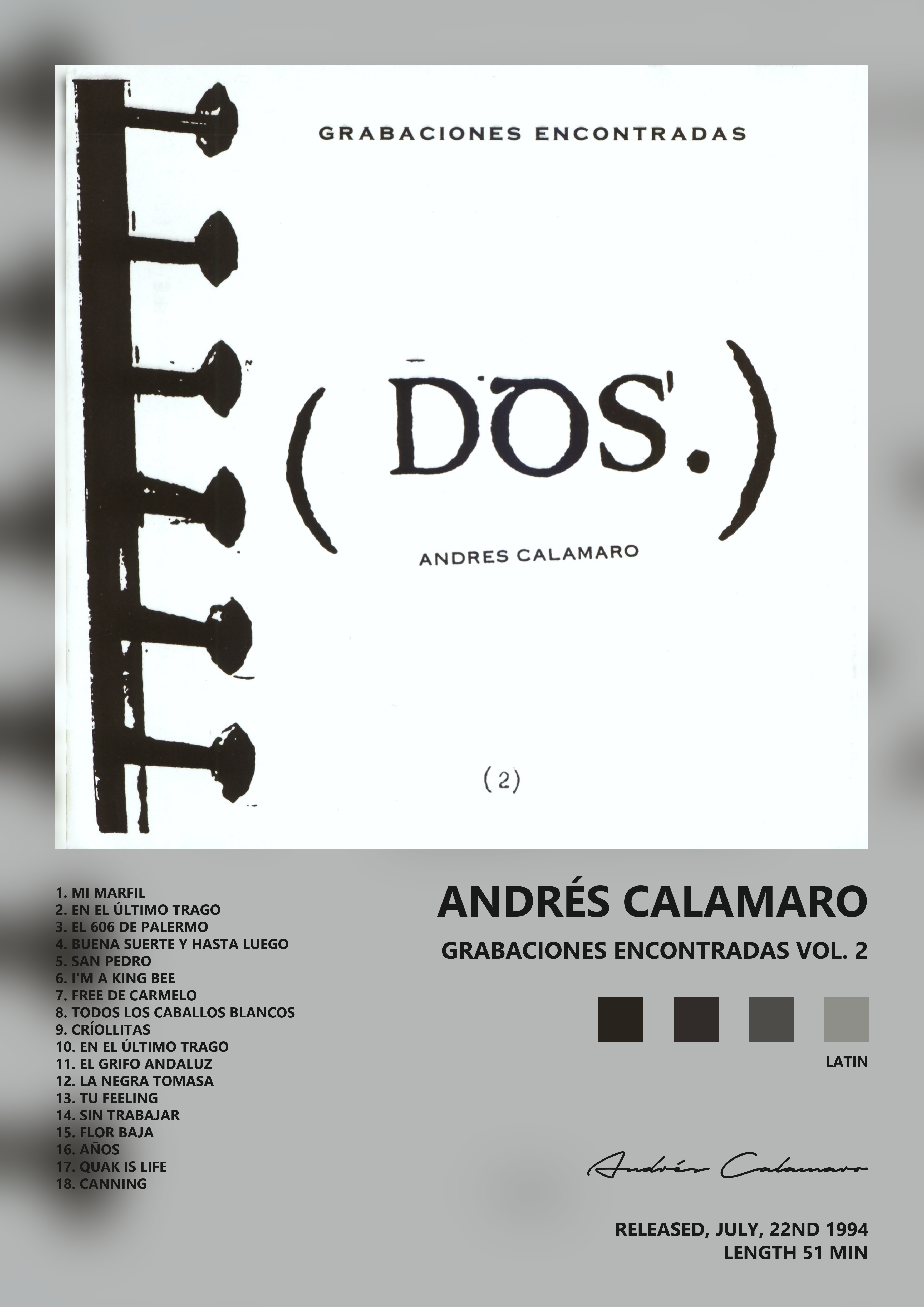 Music poster: Andrés Calamaro - Grabaciones Encontradas Vol 2