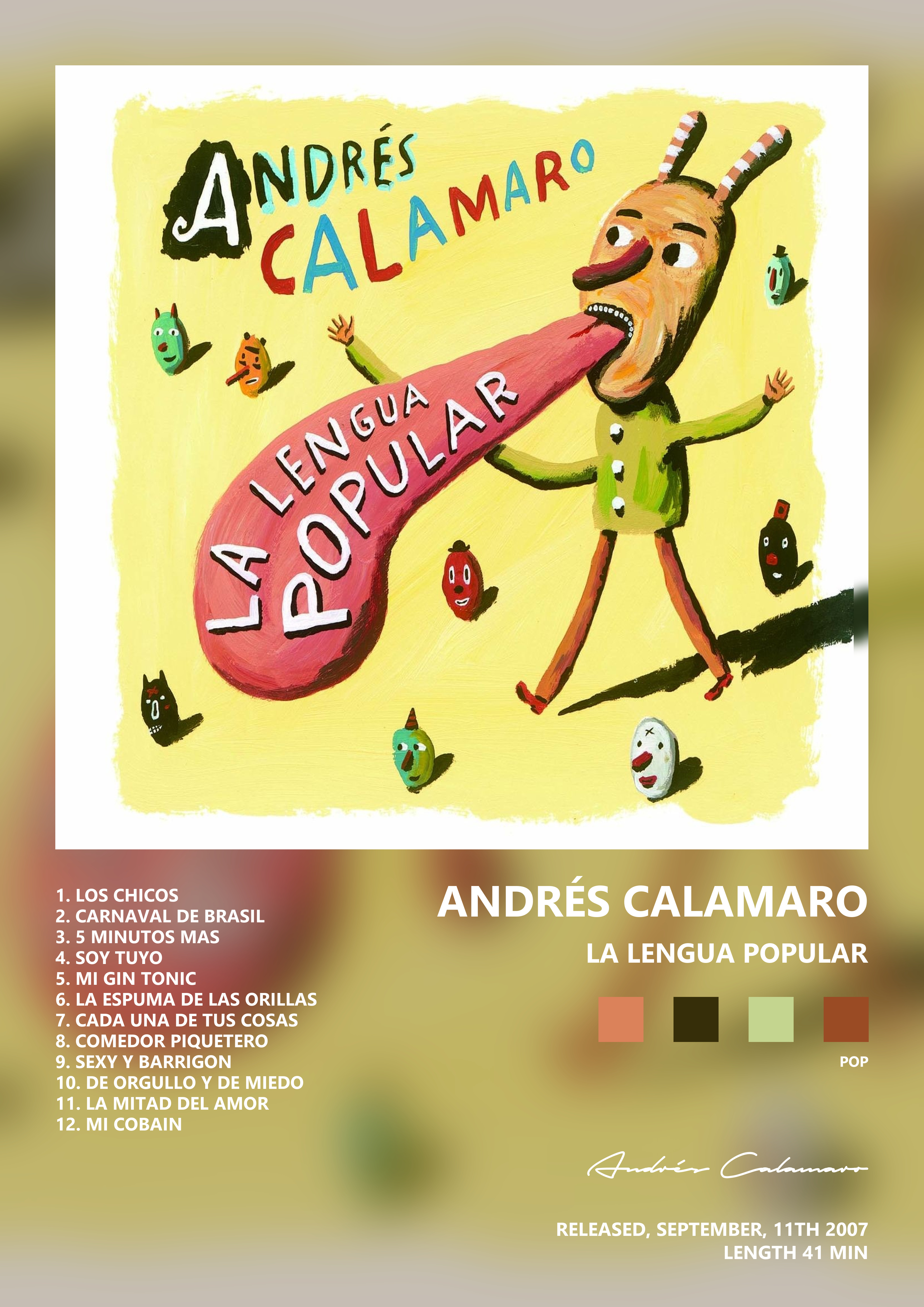 Music poster: Andrés Calamaro - La Lengua Popular