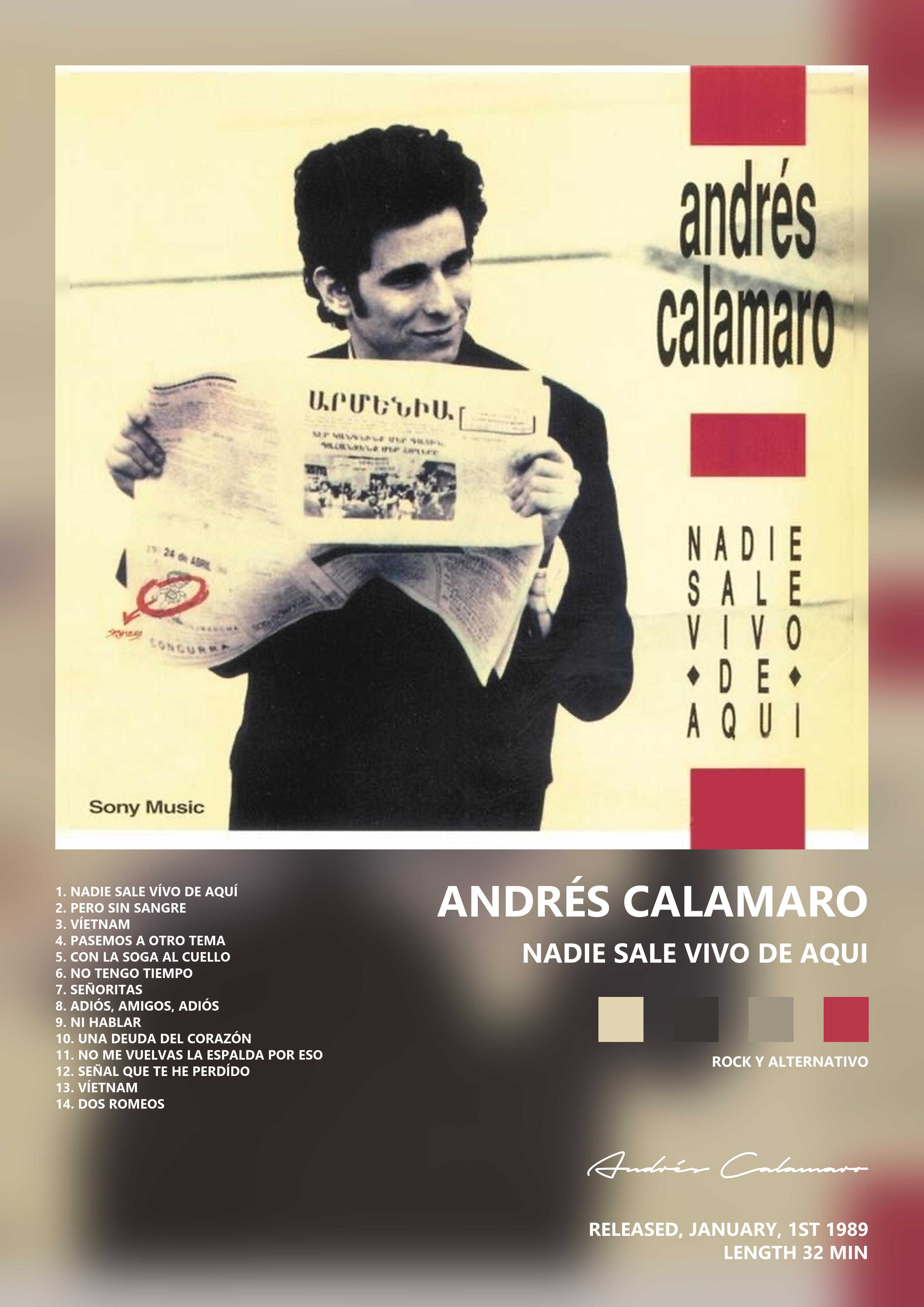 Music poster: Andrés Calamaro - Nadie Sale Vivo de Aqui