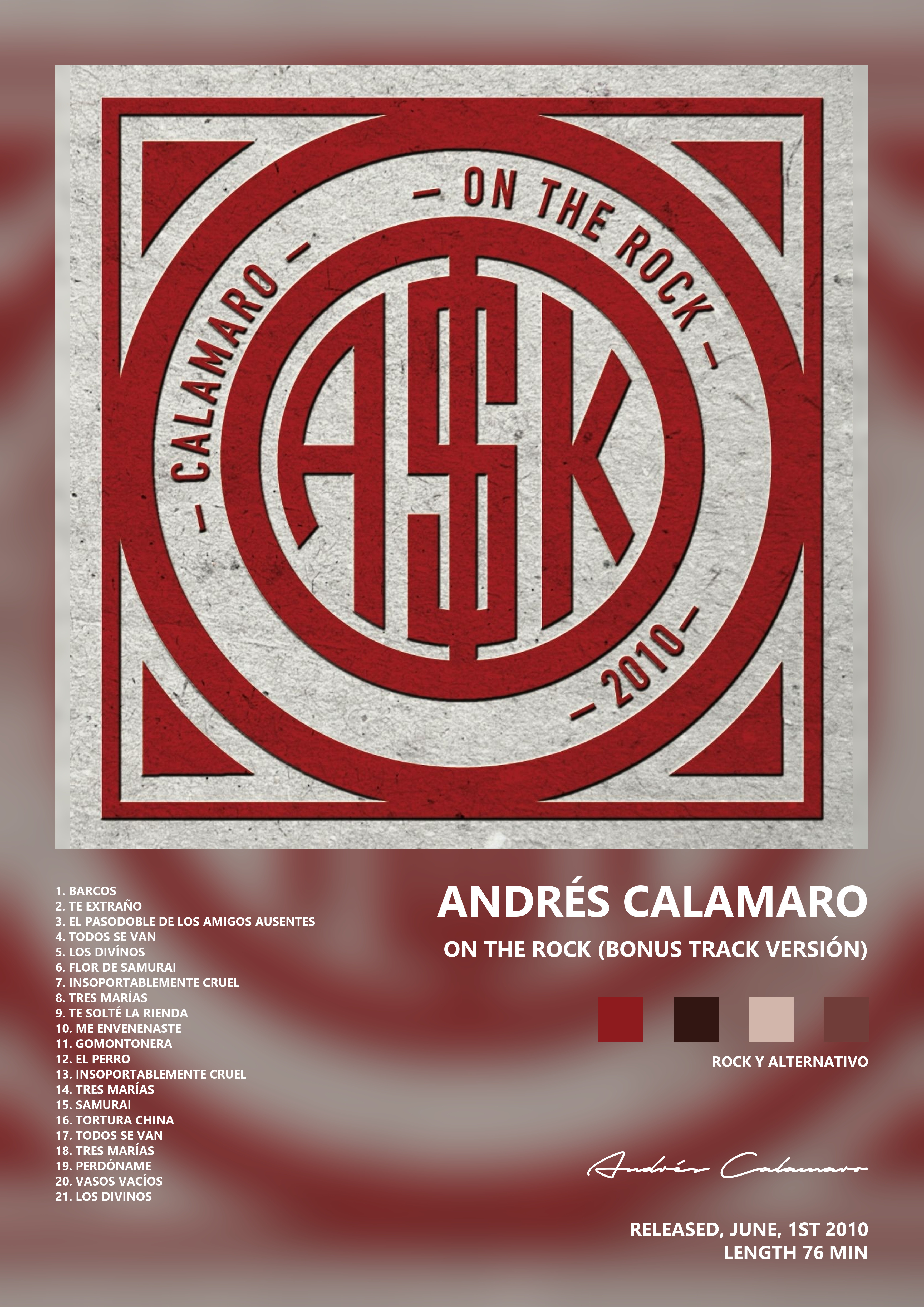 Music poster: Andrés Calamaro - On the Rock Bonus Track Versión
