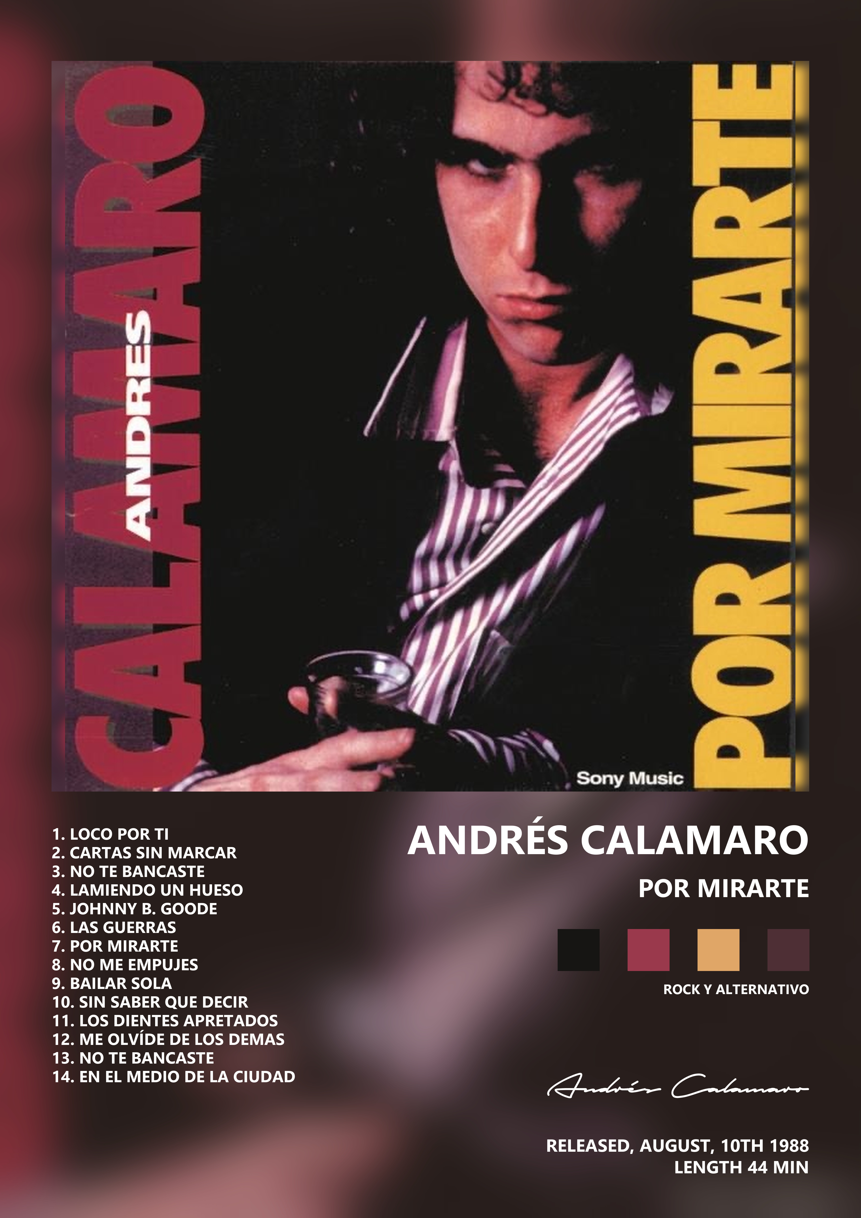 Music poster: Andrés Calamaro - Por Mirarte