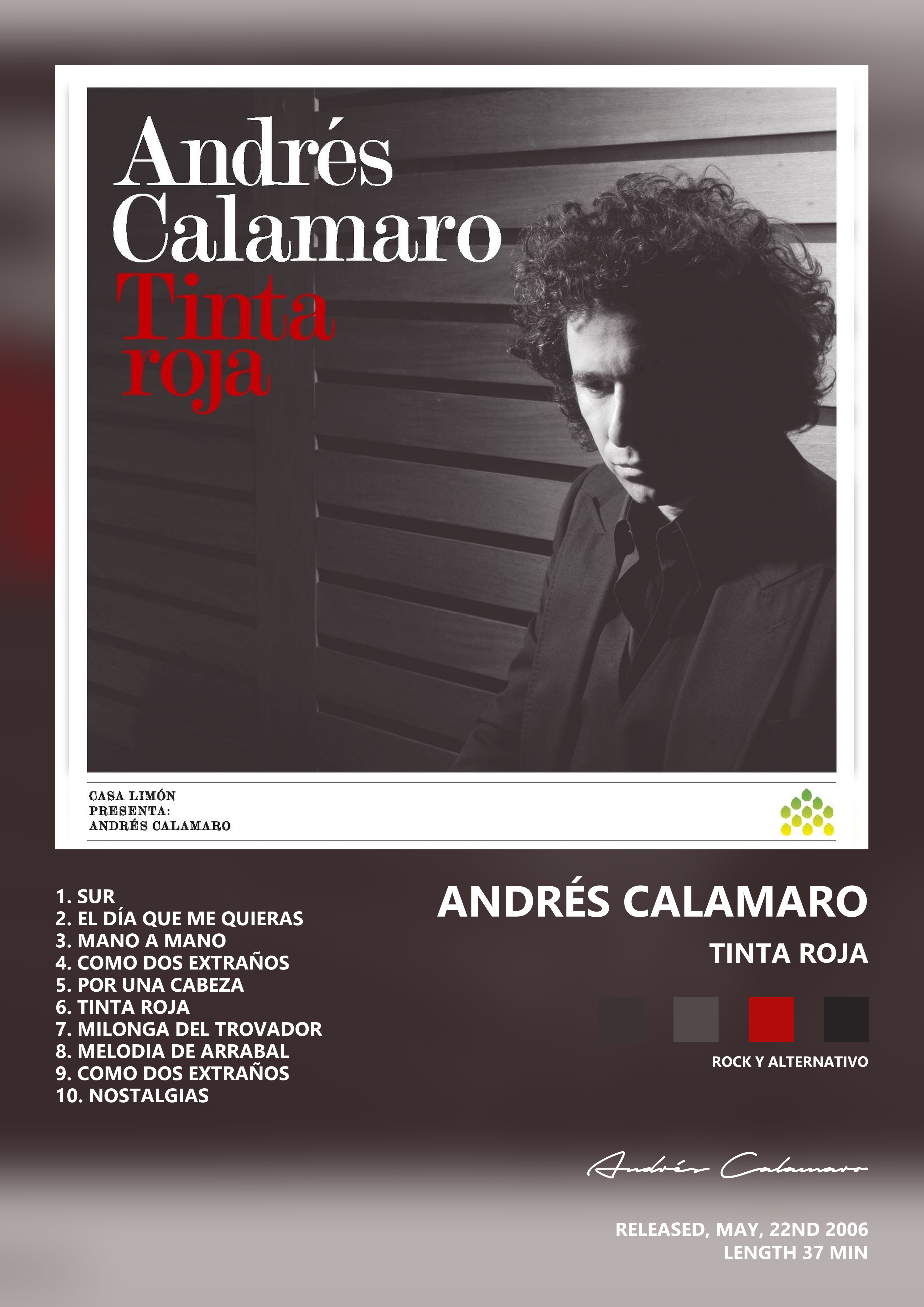 Music poster: Andrés Calamaro - Tinta Roja