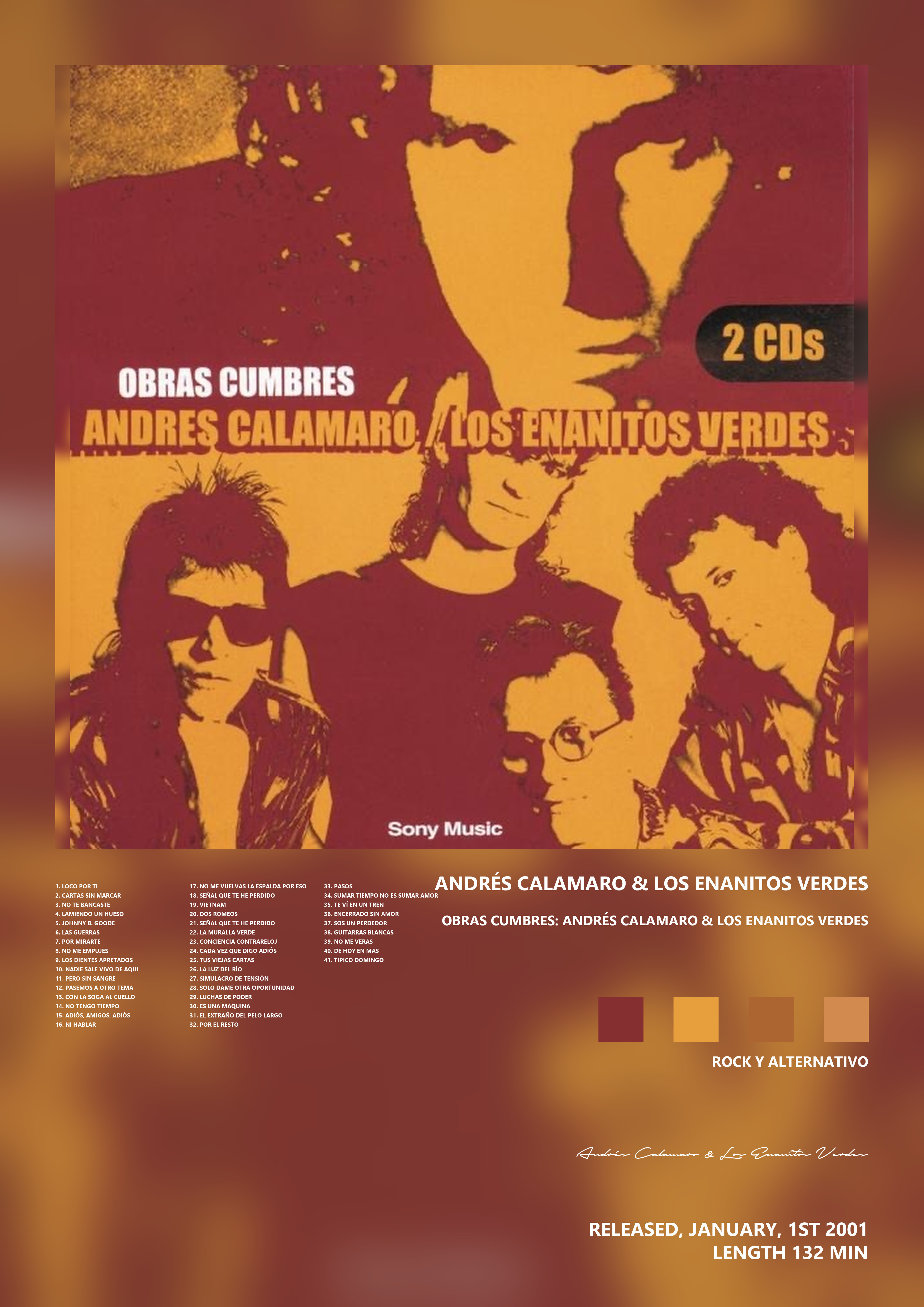 Music poster: Andrés Calamaro Los Enanitos Verdes - Obras Cumbres Andrés Calamaro Los Enanitos Verdes