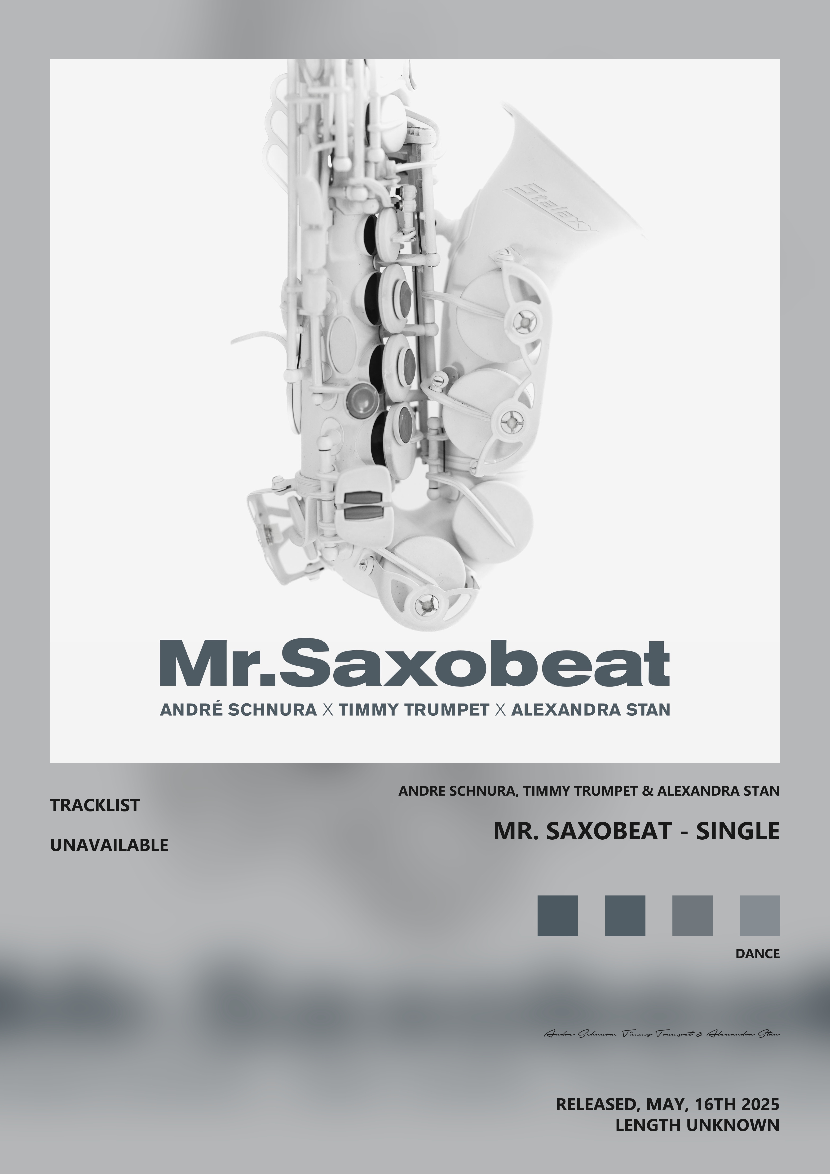 Music poster: Andre Schnura Timmy Trumpet Alexandra Stan - Mr Saxobeat - Single