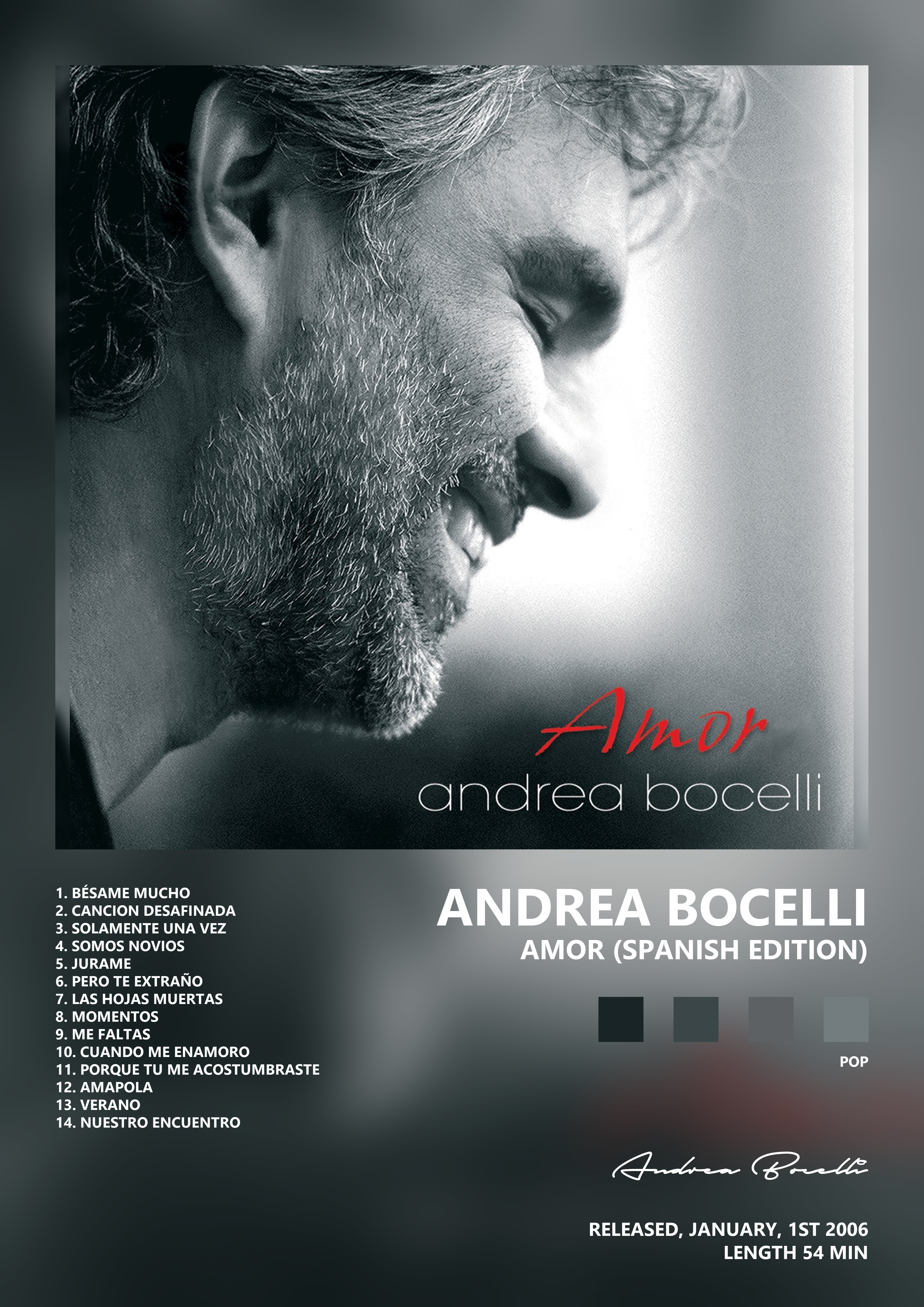 Music poster: Andrea Bocelli - Amor Spanish Edition