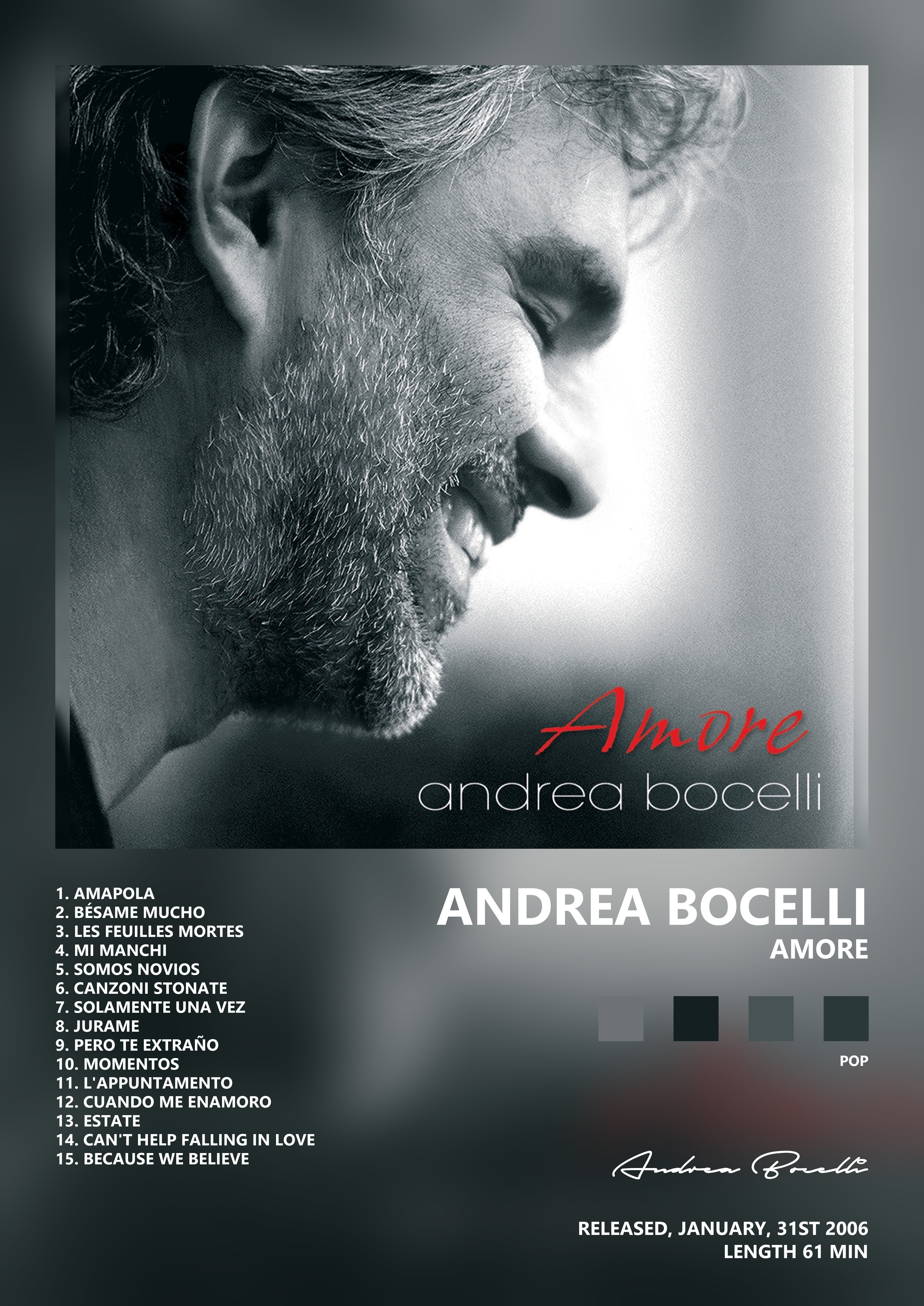 Music poster: Andrea Bocelli - Amore