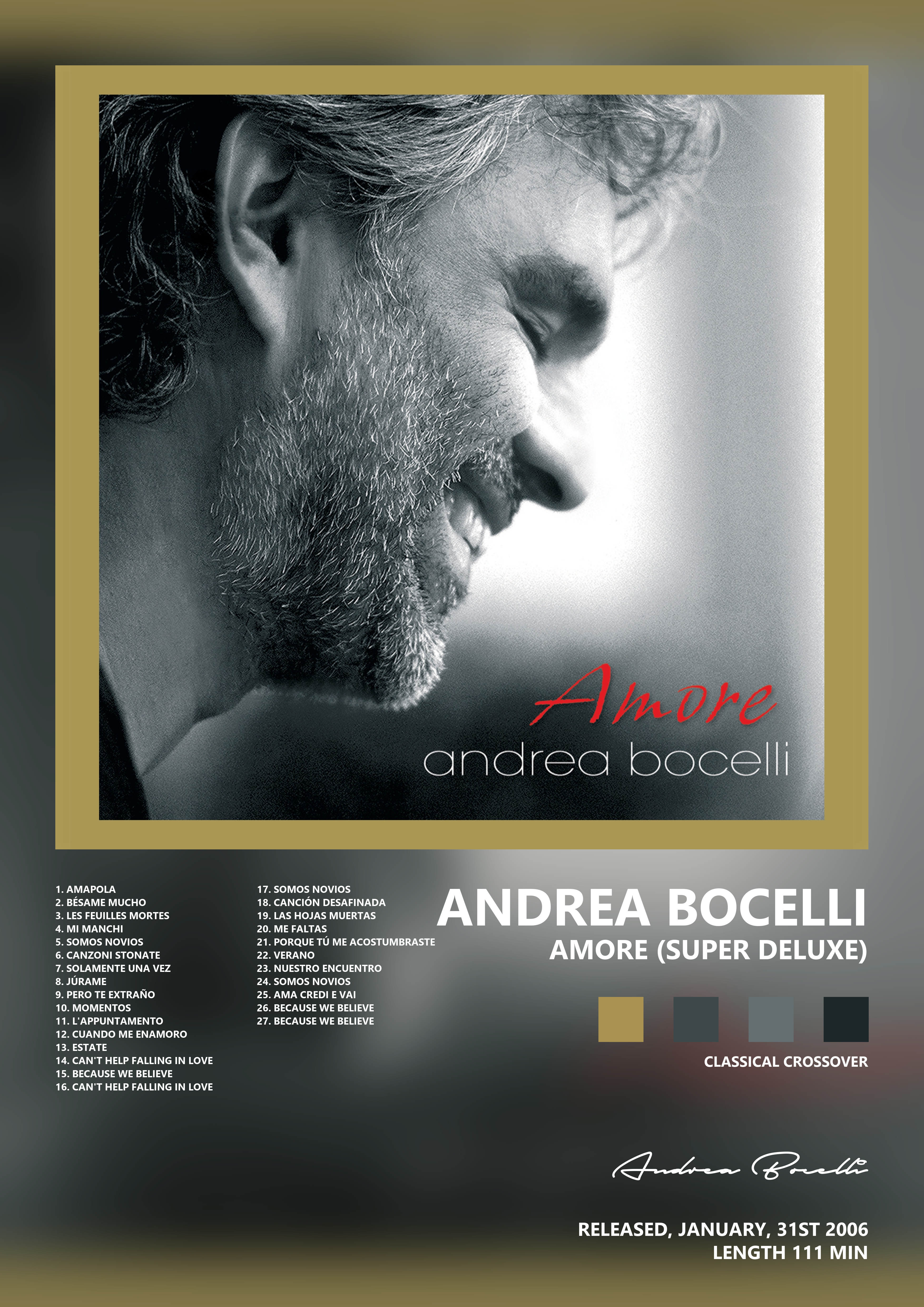 Music poster: Andrea Bocelli - Amore Super Deluxe