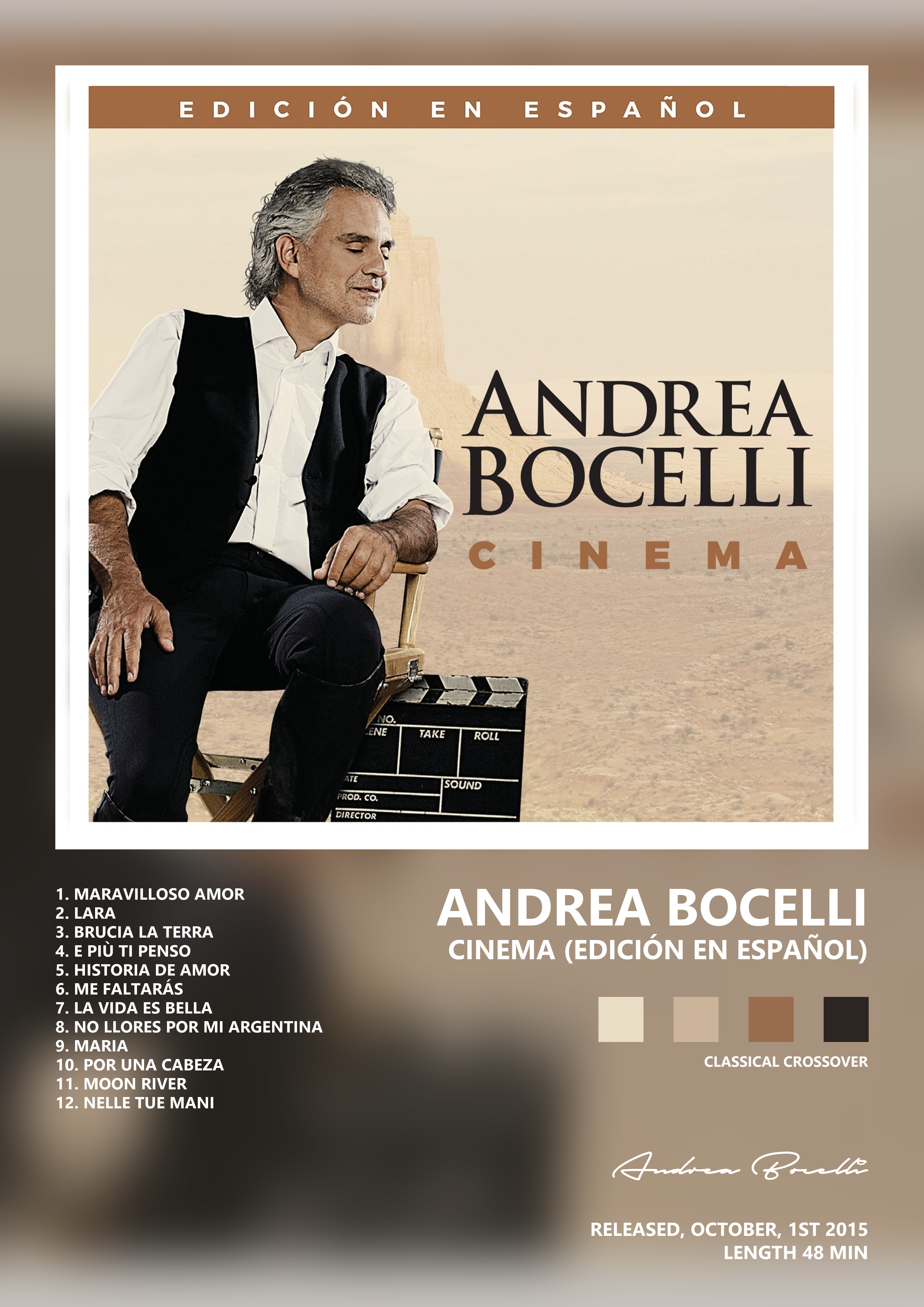 Music poster: Andrea Bocelli - Cinema Edición en Español