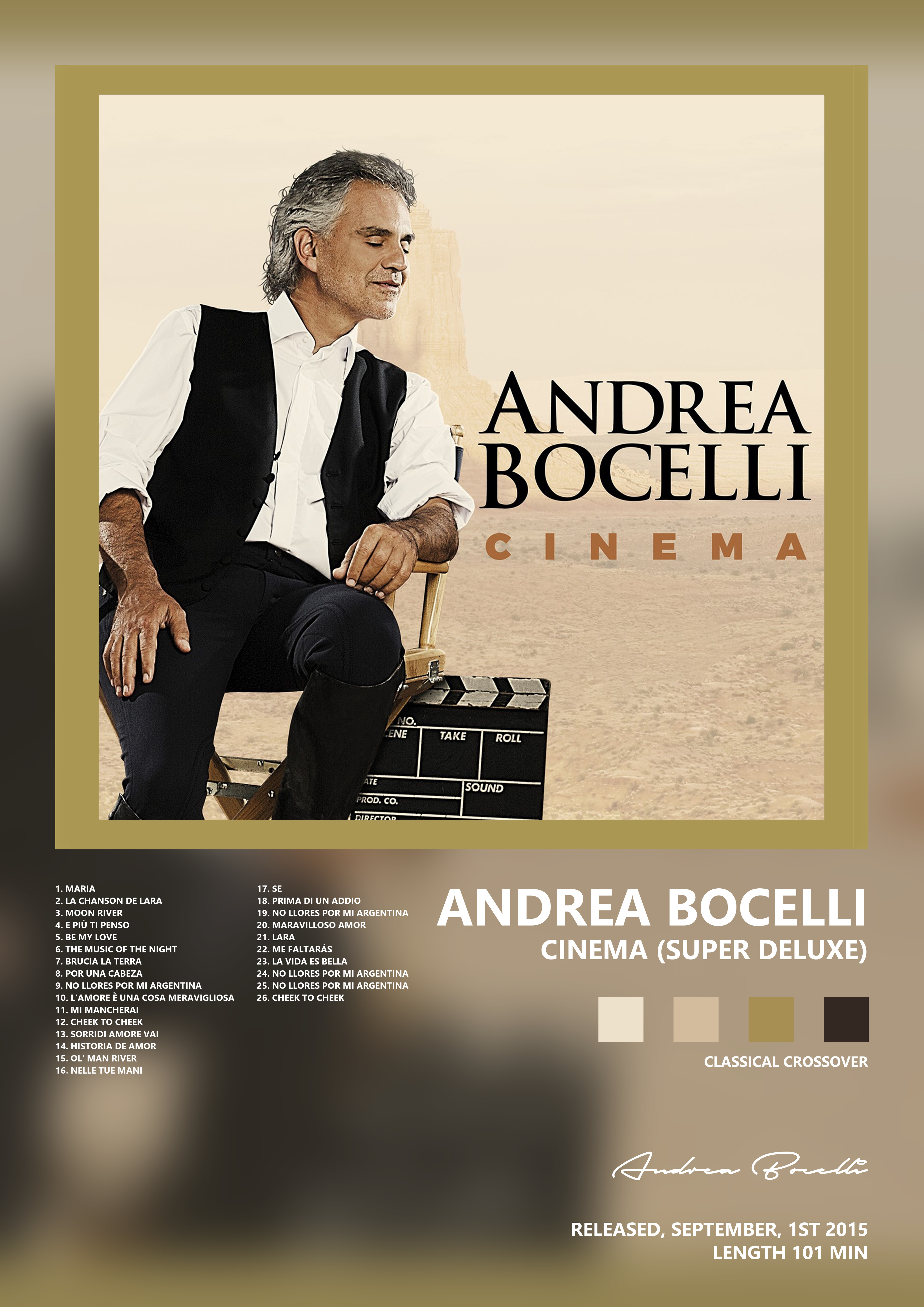 Music poster: Andrea Bocelli - Cinema Super Deluxe