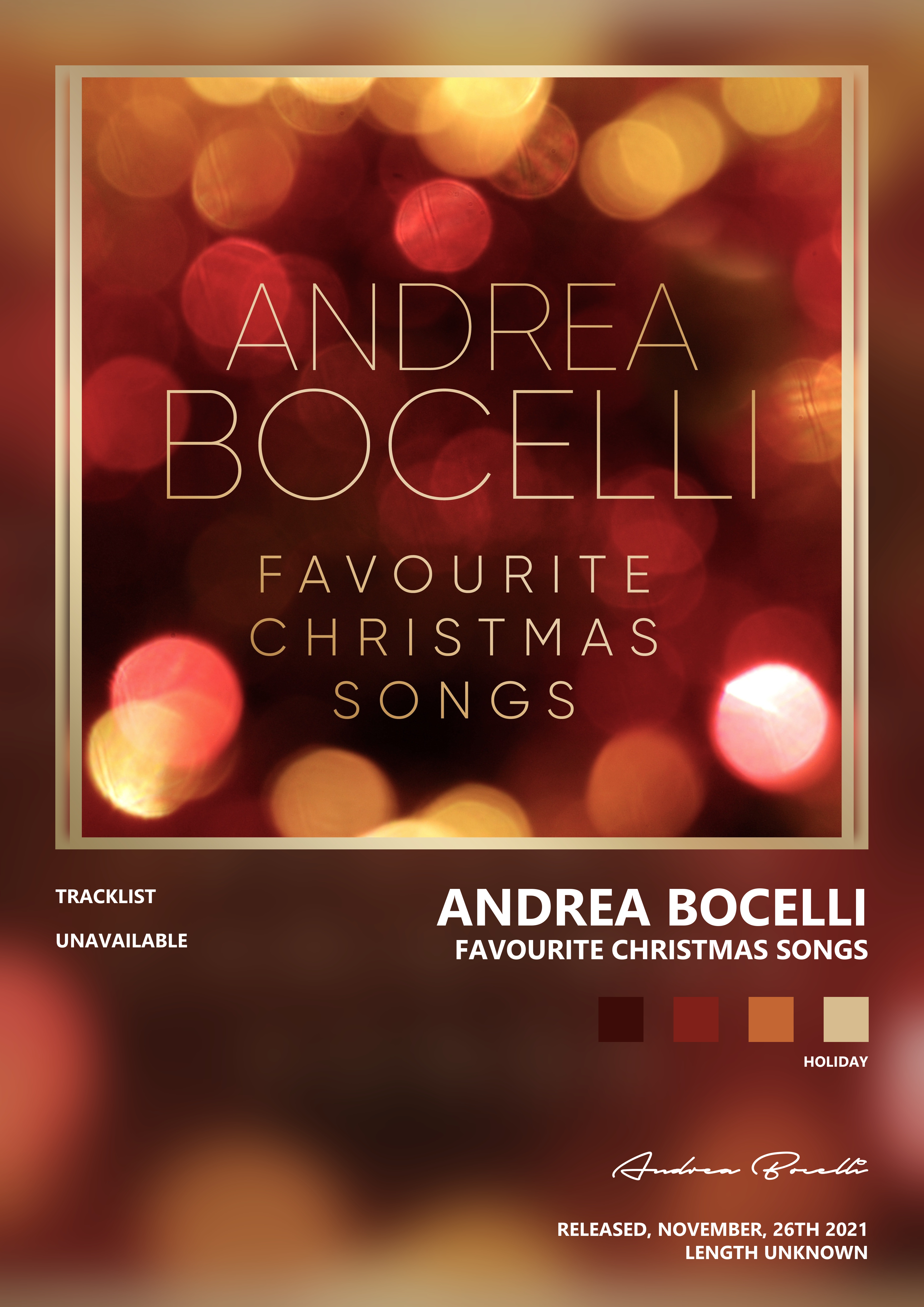 Music poster: Andrea Bocelli - Favourite Christmas Songs