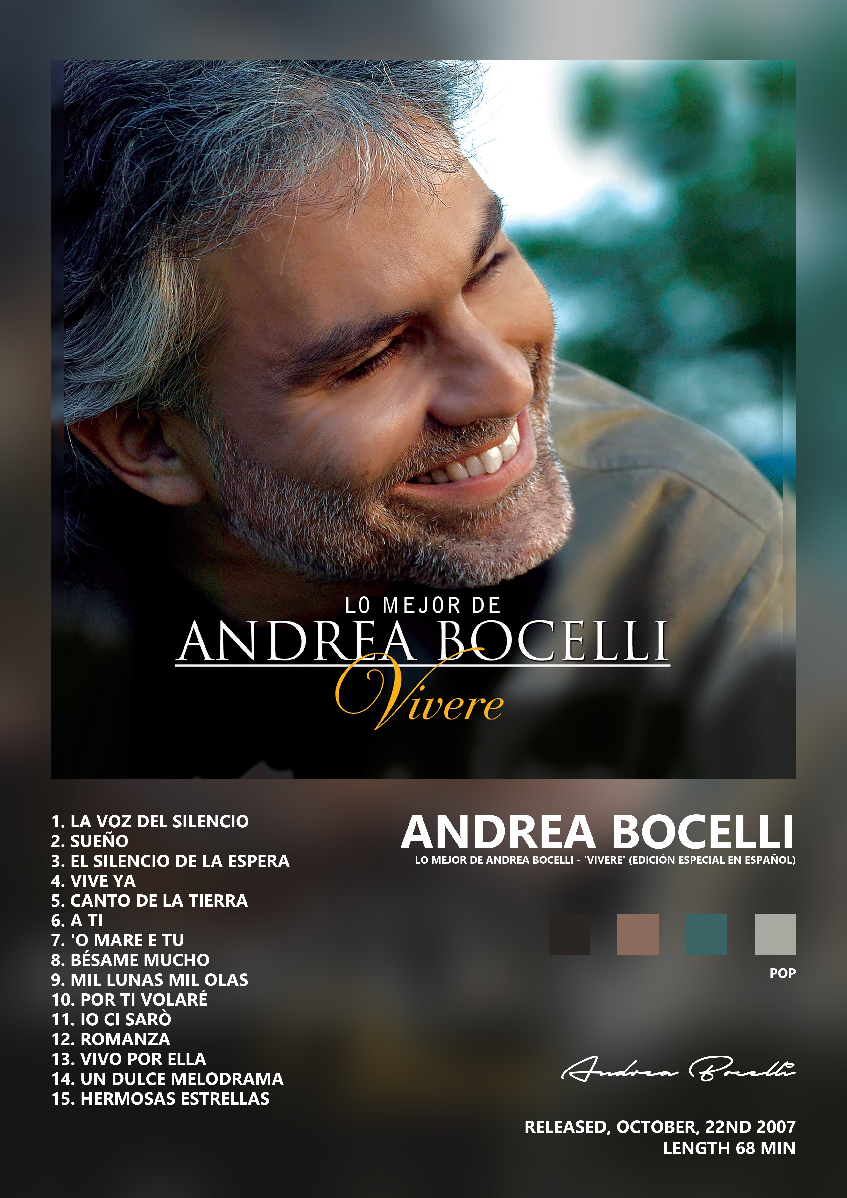 Music poster: Andrea Bocelli - Lo Mejor De Andrea Bocelli - Vivere Edición Especial En Español