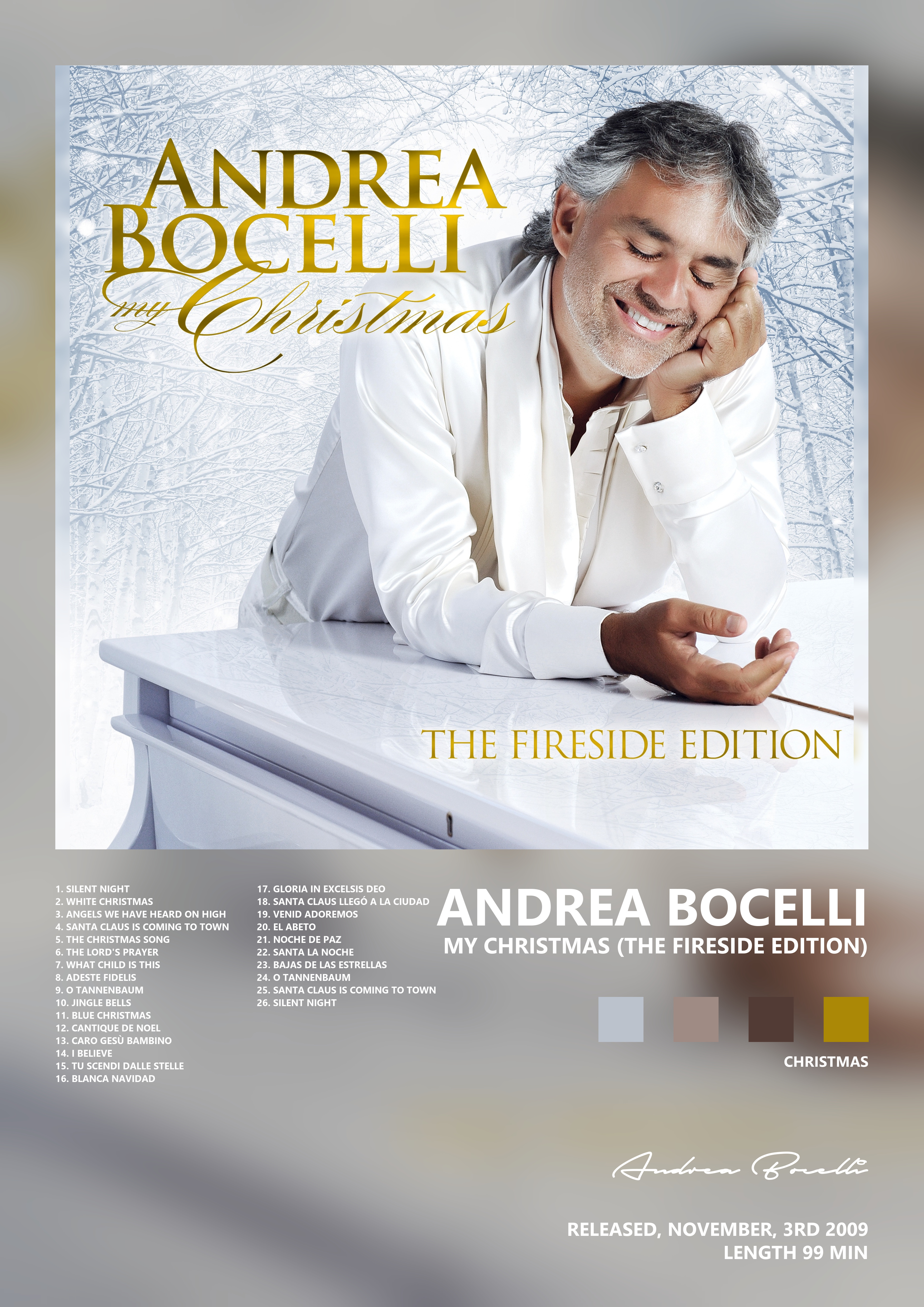 Music poster: Andrea Bocelli - My Christmas The Fireside Edition