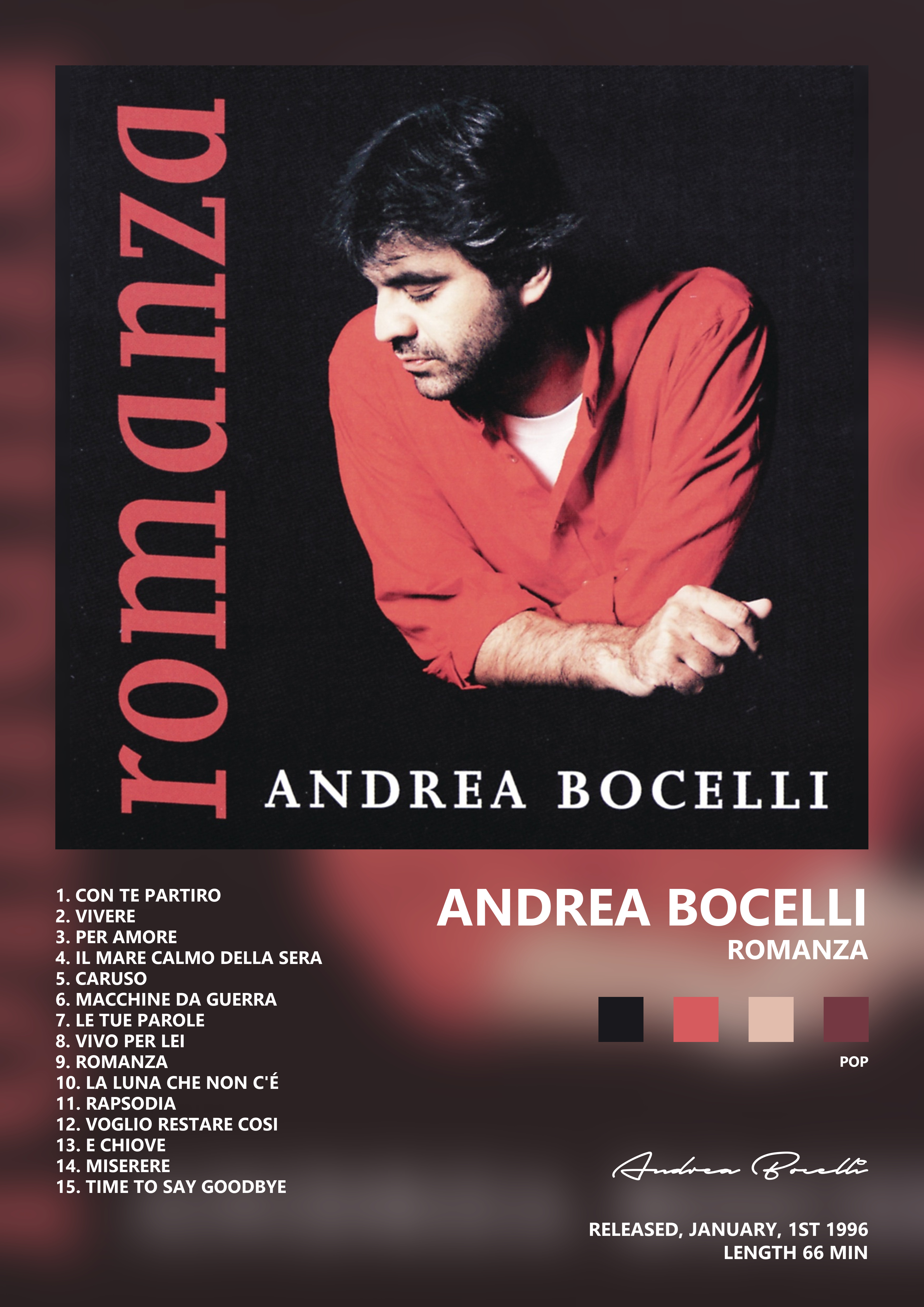 Music poster: Andrea Bocelli - Romanza