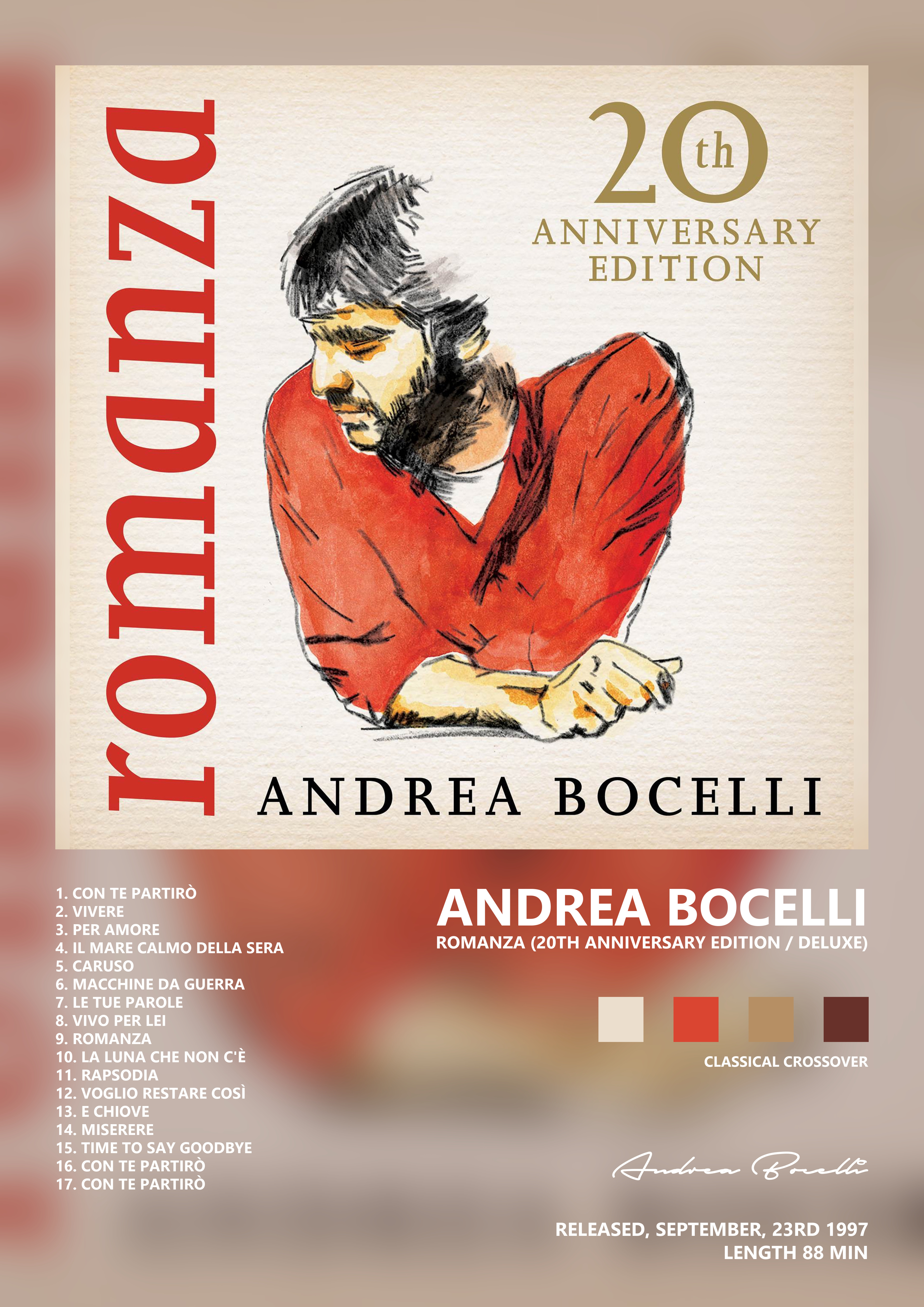 Music poster: Andrea Bocelli - Romanza 20th Anniversary Edition Deluxe