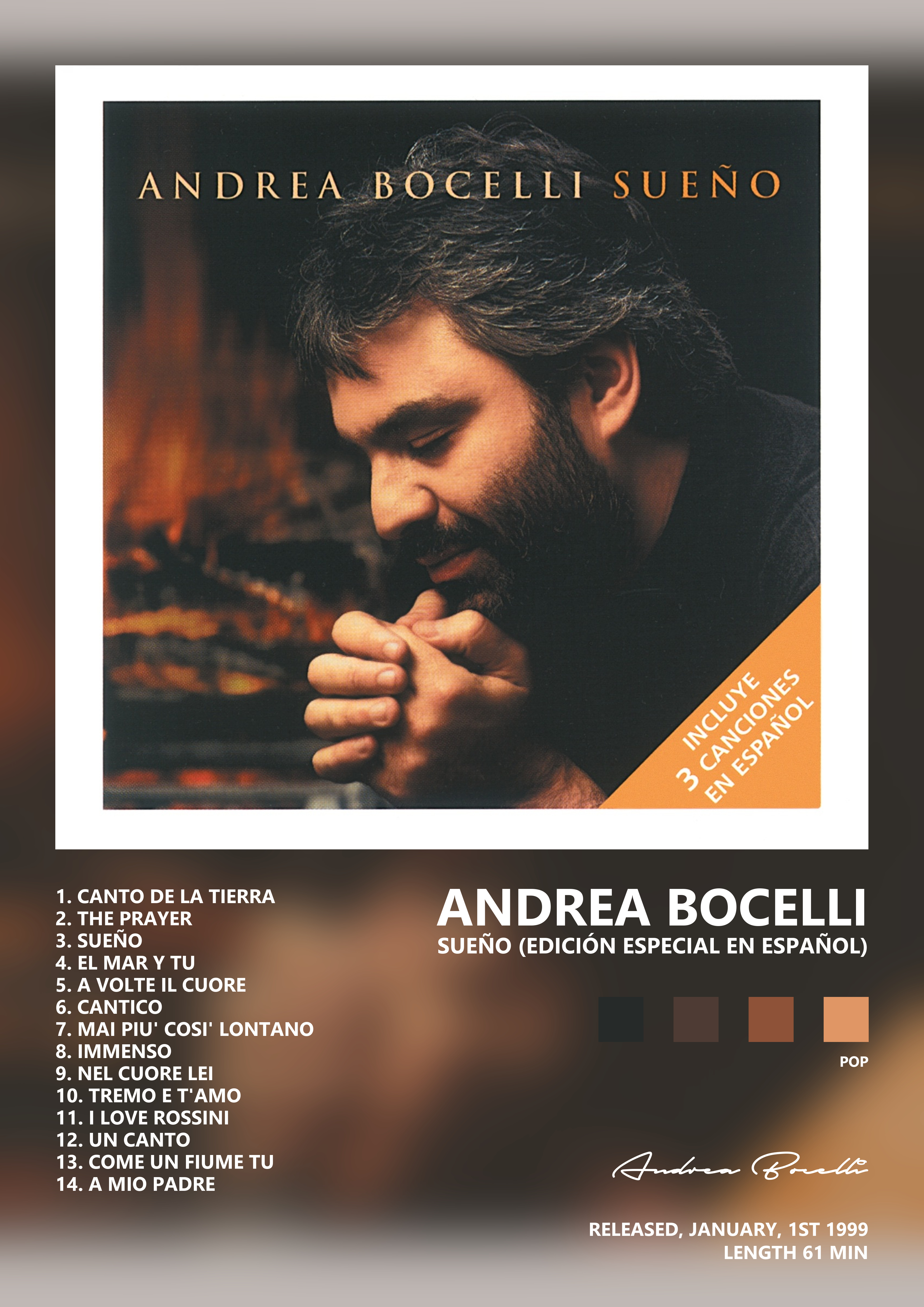 Music poster: Andrea Bocelli - Sueño Edición Especial En Español