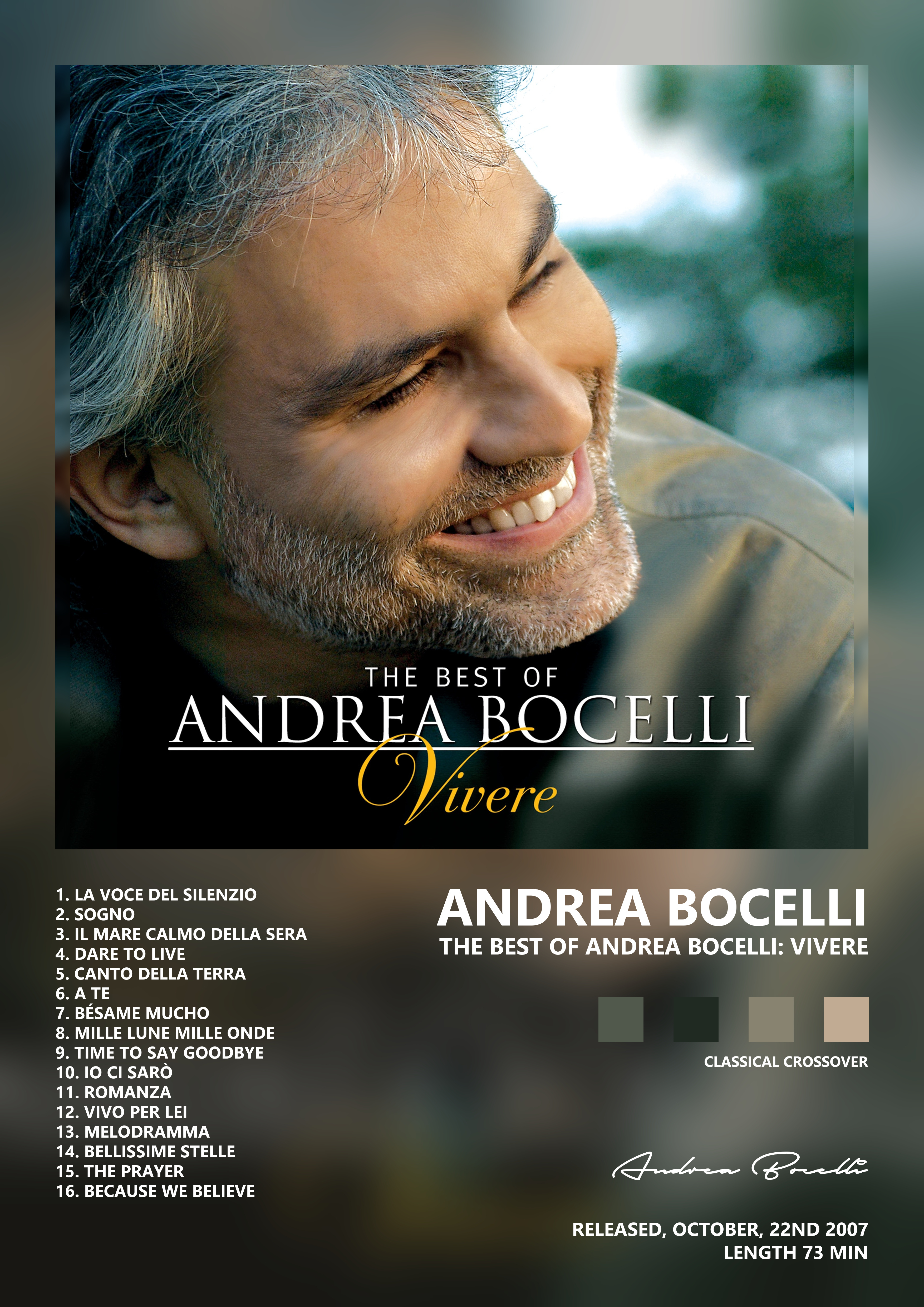Music poster: Andrea Bocelli - The Best of Andrea Bocelli Vivere