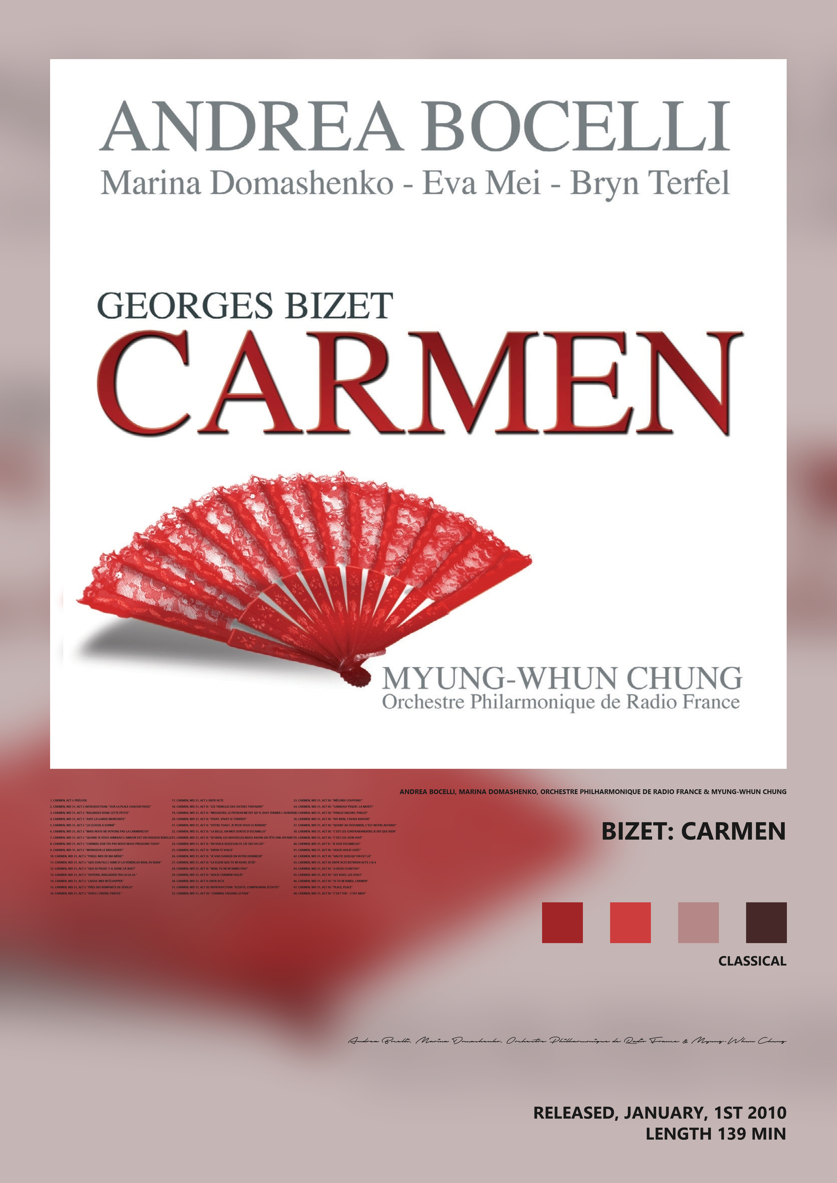 Music poster: Andrea Bocelli Marina Domashenko Orchestre Philharmonique de Radio France Myung-Whun Chung - Bizet Carmen