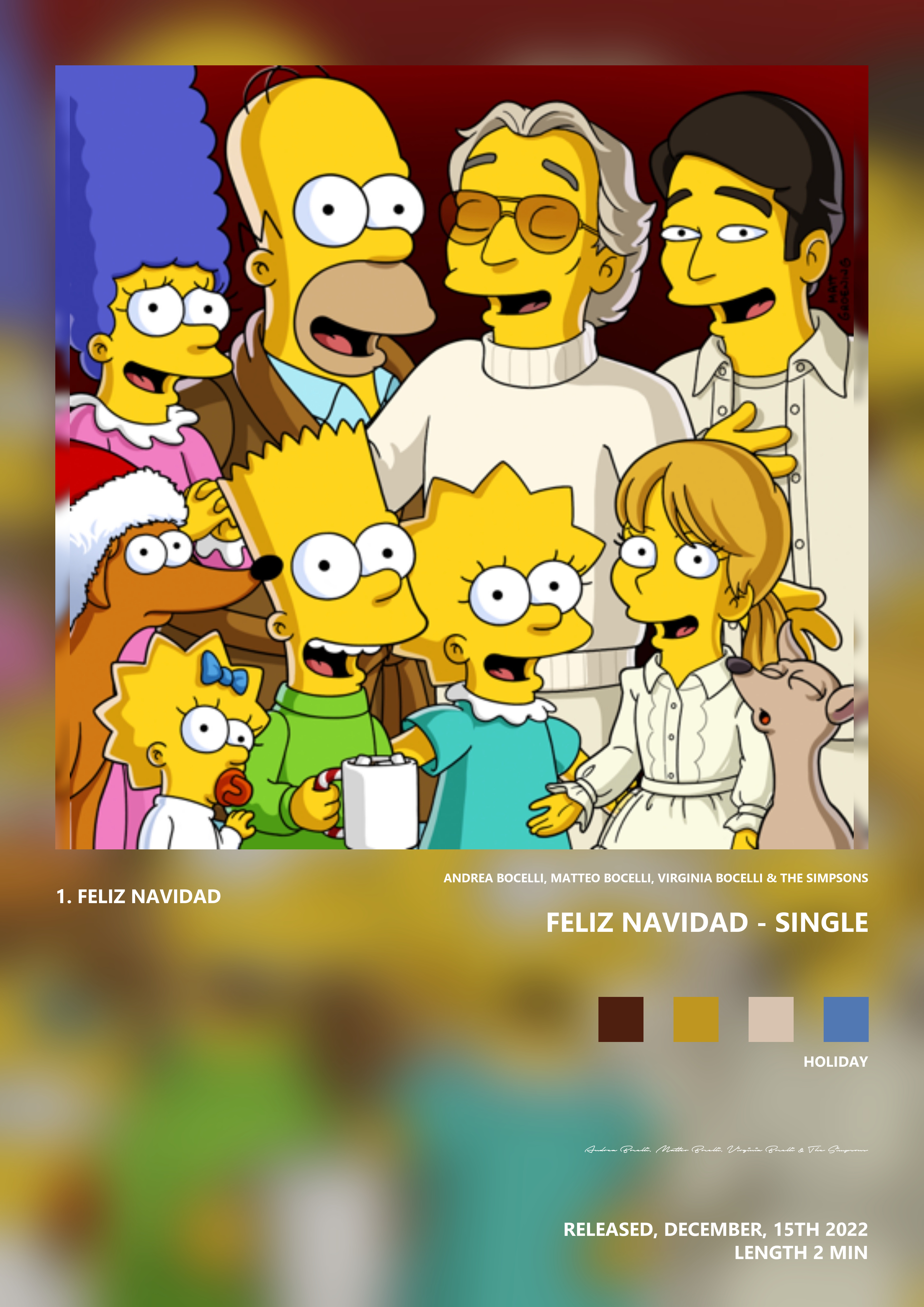 Music poster: Andrea Bocelli Matteo Bocelli Virginia Bocelli The Simpsons - Feliz Navidad - Single